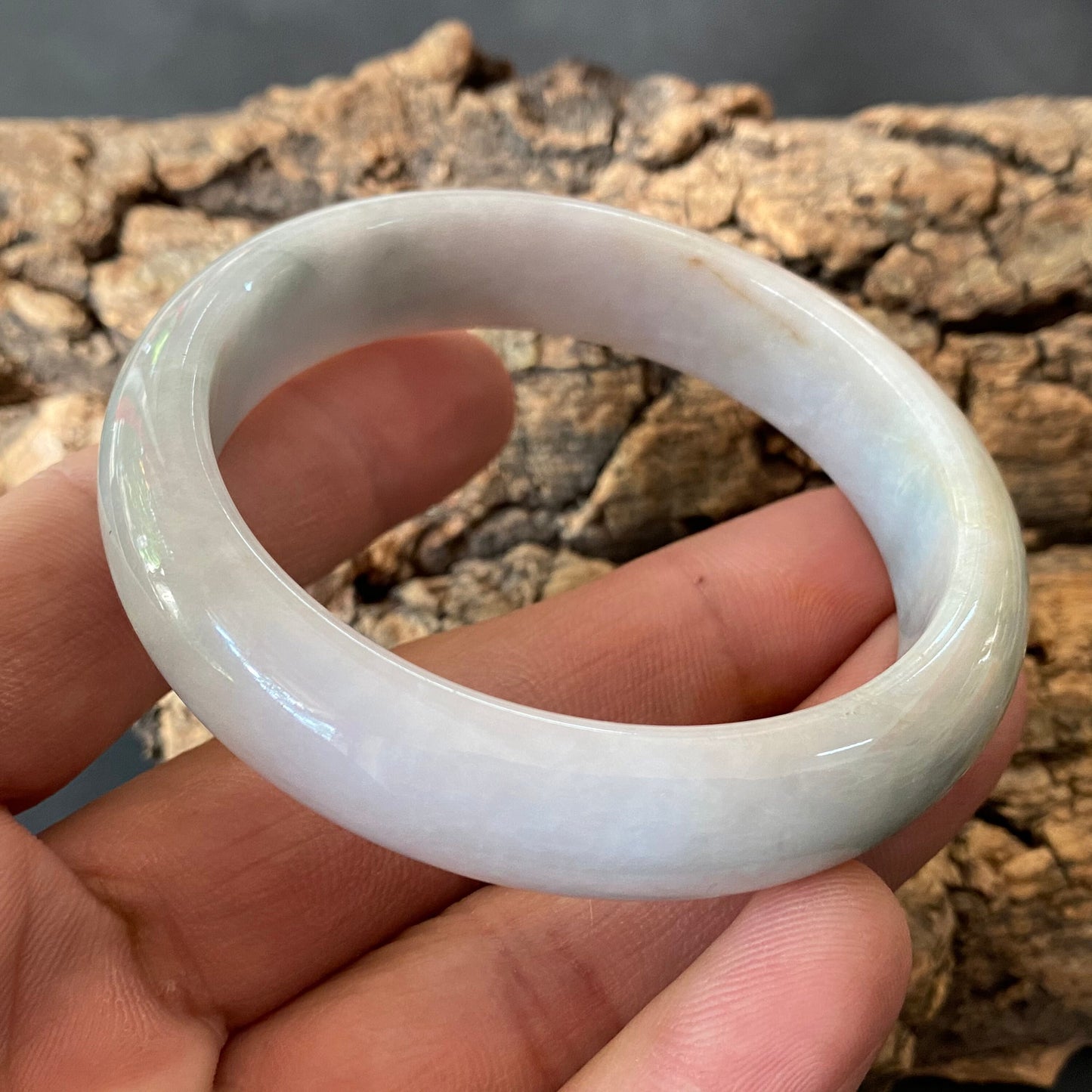 58.4mm Natural green Grade A Jade Round bangle Myanmar jadeite Lady Bracelet Ice green Type A stone small hand female bangle 翡翠飘花手镯