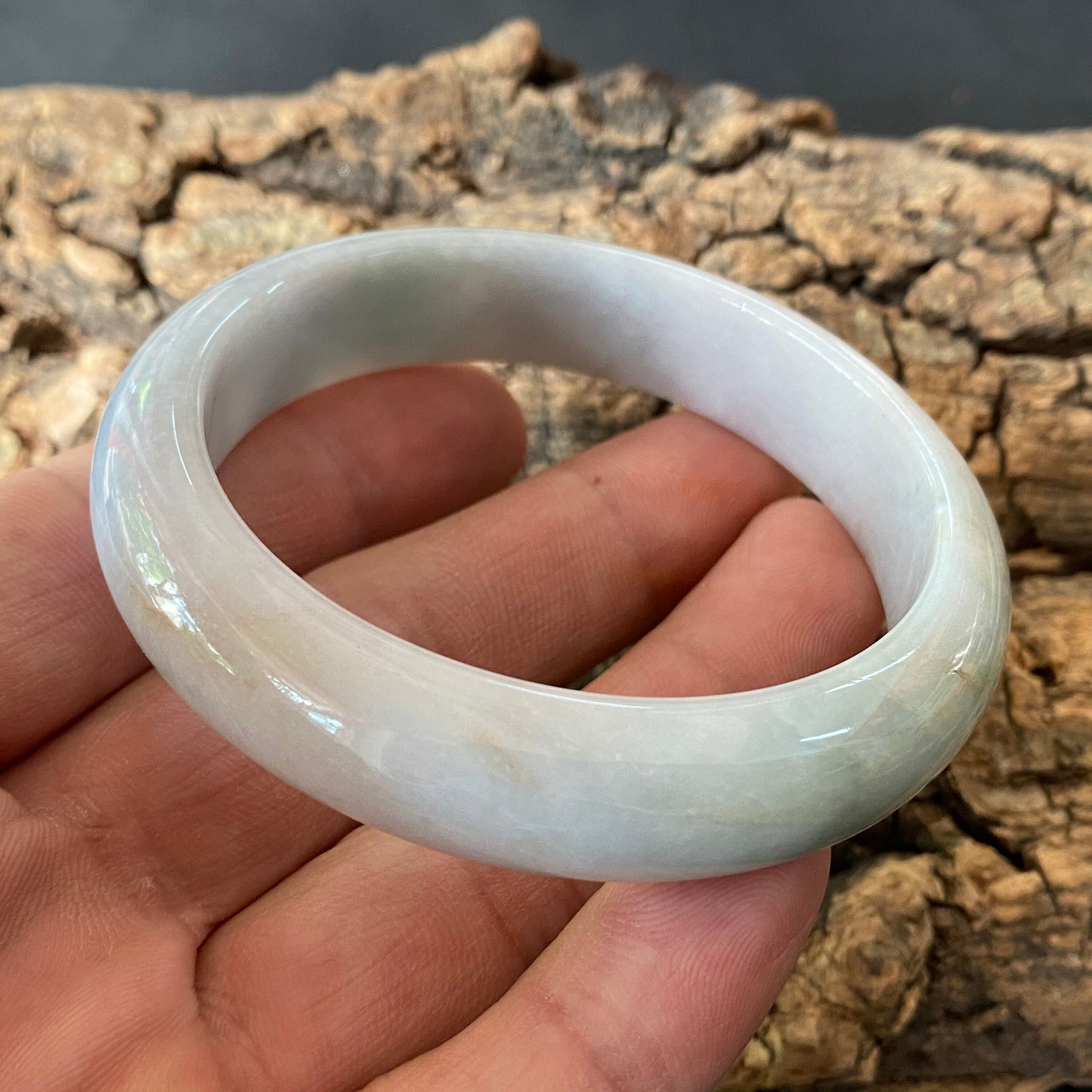 58.4mm Natural green Grade A Jade Round bangle Myanmar jadeite Lady Bracelet Ice green Type A stone small hand female bangle 翡翠飘花手镯