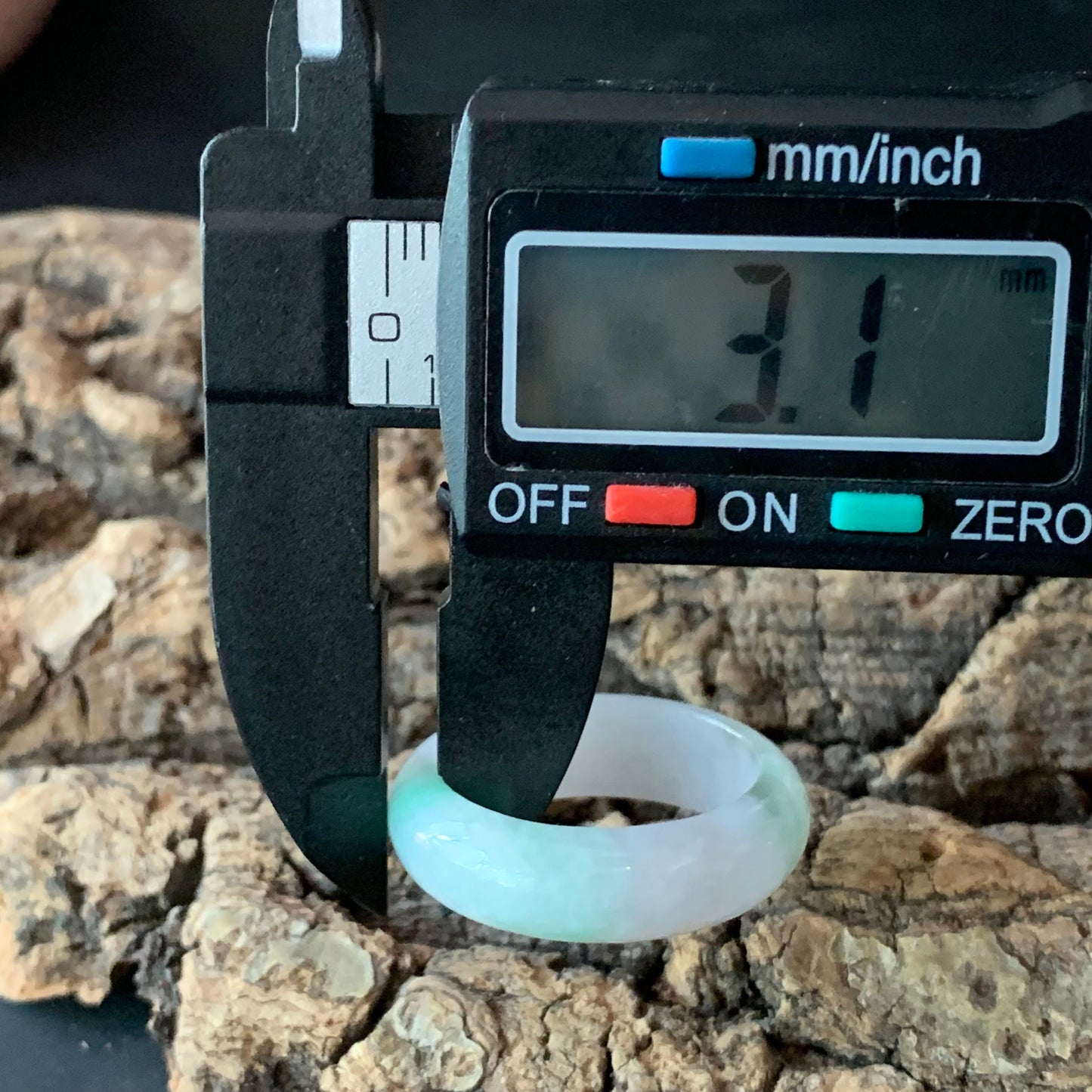 18.6mm green flower Grade A jade Narrow Band Ring Natural Real Jadeite Hand carved bead gemstone Burma Lady jadeware rings Type A stone