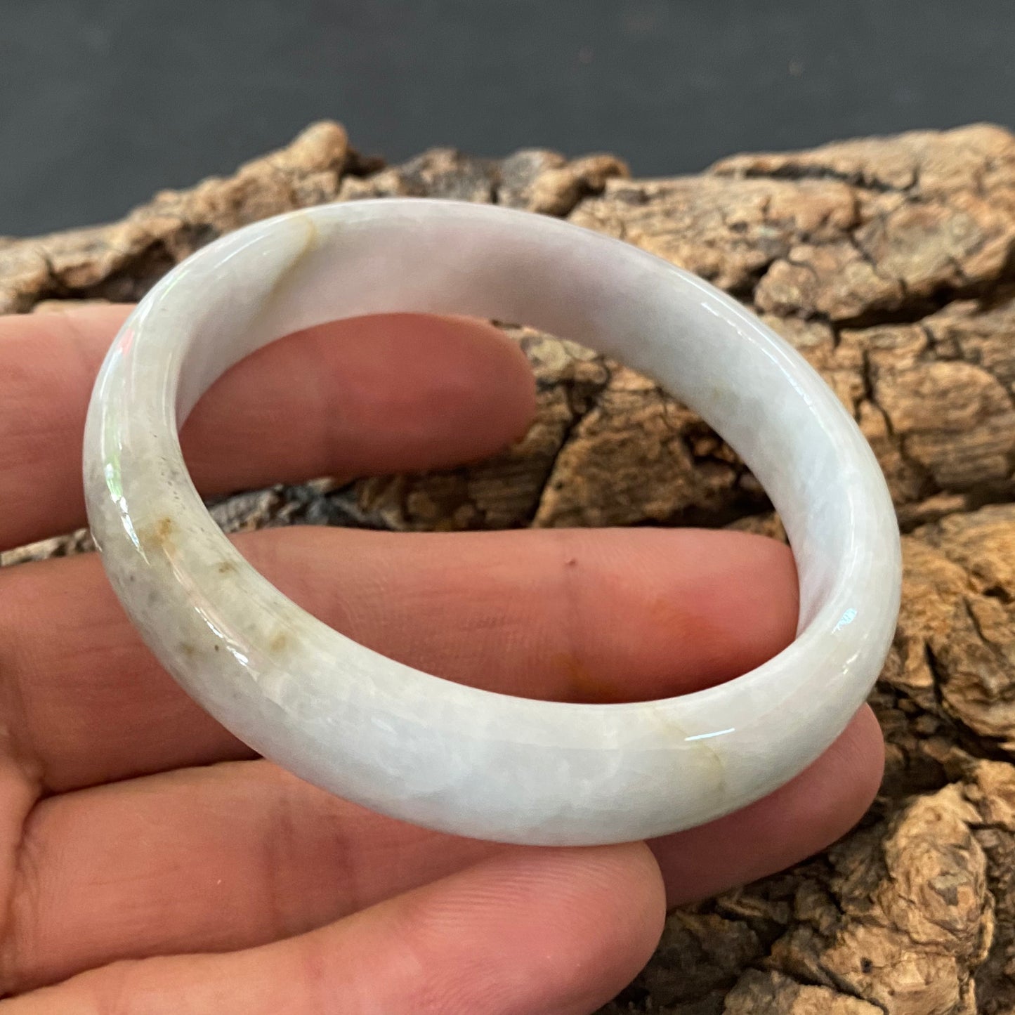 58.4mm Natural green Grade A Jade Round bangle Myanmar jadeite Lady Bracelet Ice green Type A stone small hand female bangle 翡翠飘花手镯