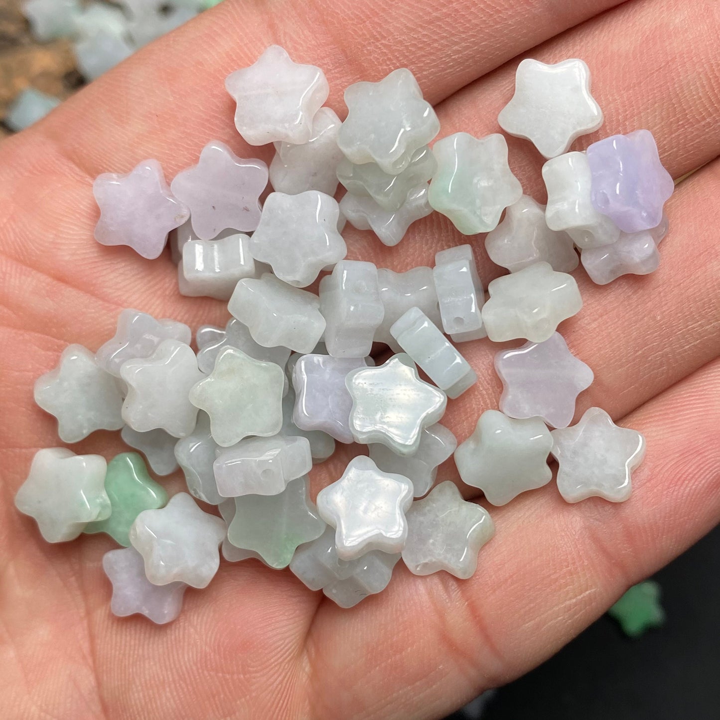 Lucky Star Natural Grade A Green Jade ICE Burma Jadeit Perlen Halskette Chinesische geschnitzte Jadeit Myanmar Jade Feicui Baby Geschenk
