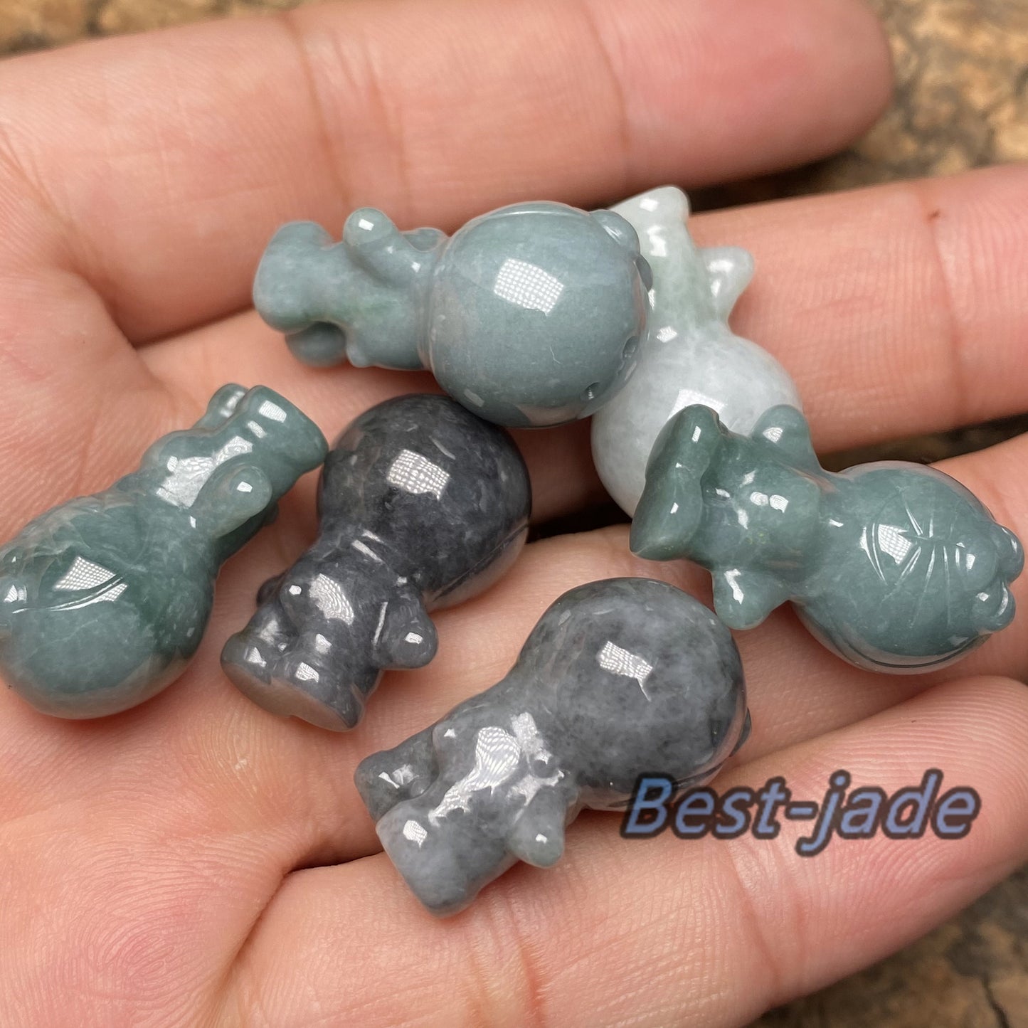 Doraemon Natural White Black Blue Grade A Jade Jadeite 3d cartoon earrings bead hand Carved Myanmar jade Pendant necklace jade gift