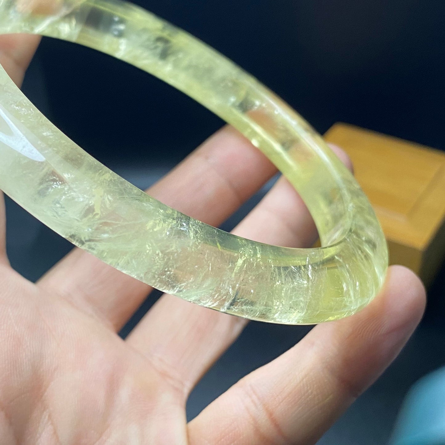 Huge 78.4mm Natural Citrine Clear Yellow Quartz Round BANGLE crystal bracelet Translucent topaz Rock craterites Chain A jade stone gift