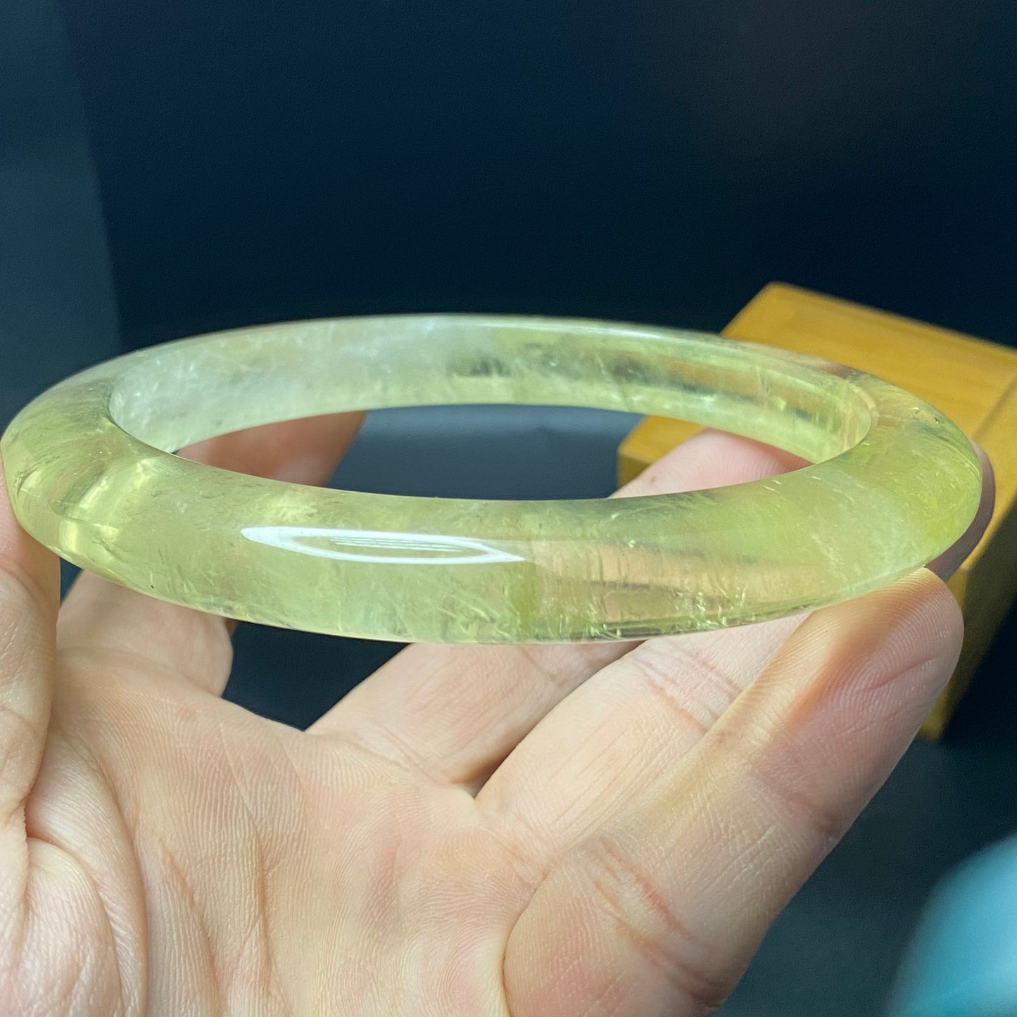 Huge 78.4mm Natural Citrine Clear Yellow Quartz Round BANGLE crystal bracelet Translucent topaz Rock craterites Chain A jade stone gift