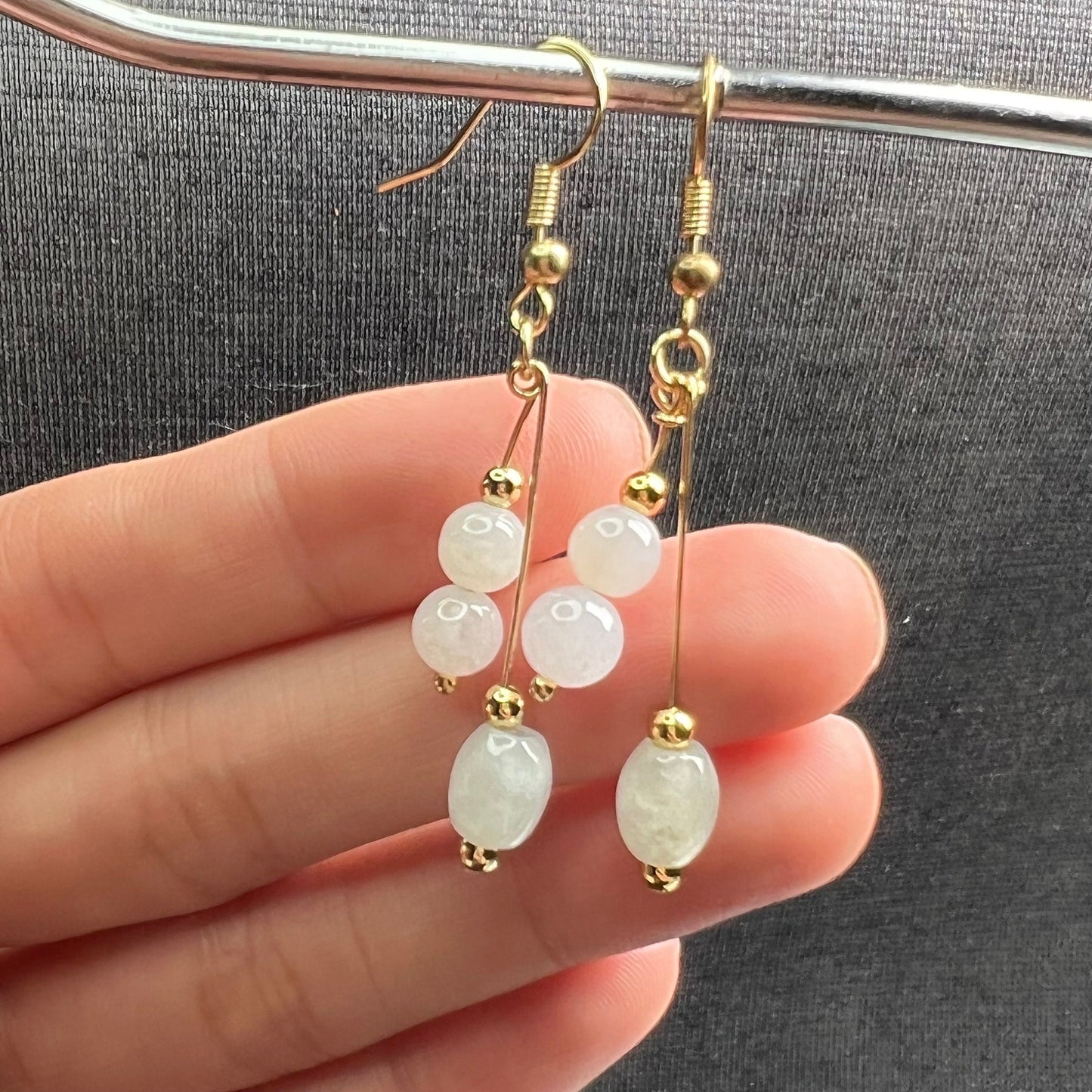 Natural jadeite Ear eardrop jade Earrings with gold plated bail Burma Jade Grade A jade earbob jade bead Earring Jewelry gift for her