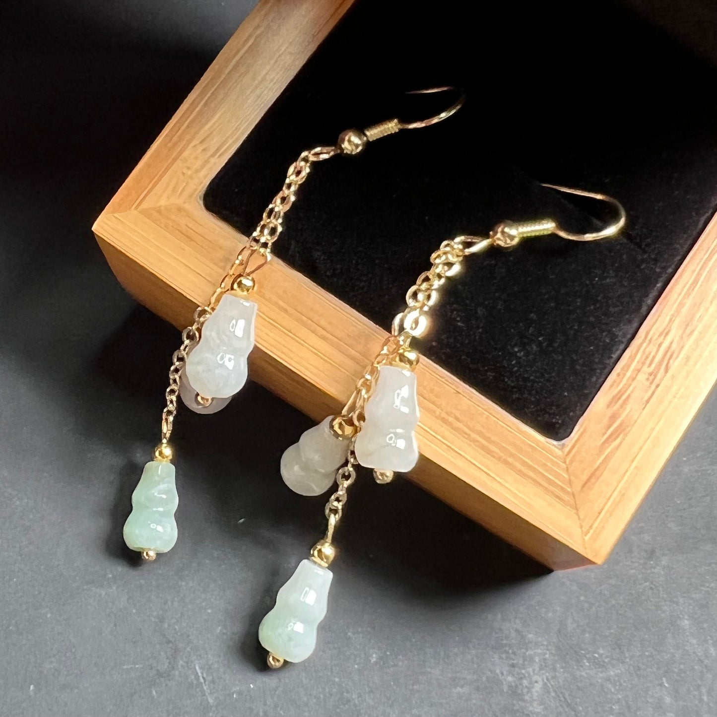 Natural jadeite Ear eardrop jade Earrings with gold plated bail Burma Jade Grade A jade earbob jade bead Earring Jewelry gift for her