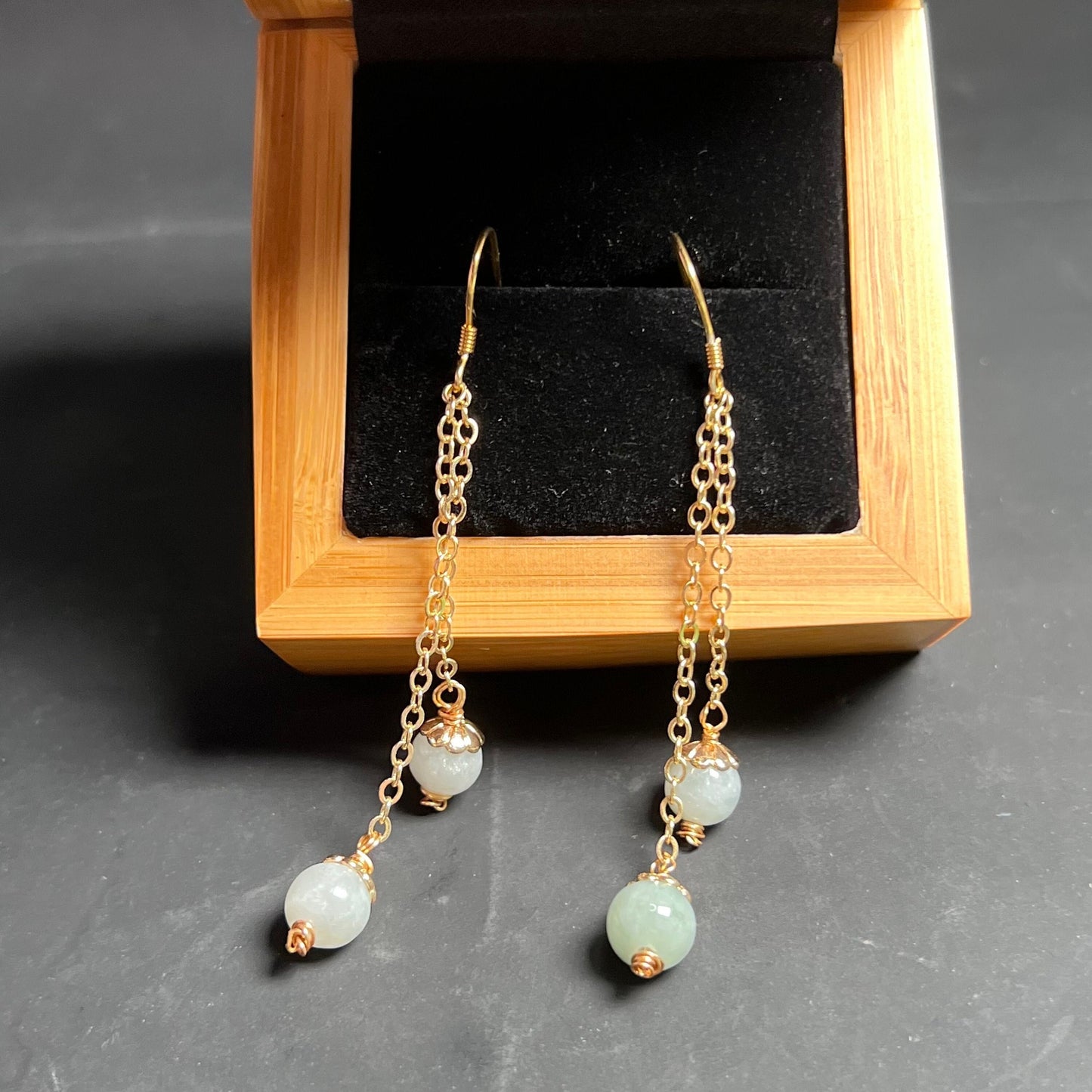 Natural jadeite Ear eardrop jade Earrings with gold plated bail Burma Jade Grade A jade earbob jade bead Earring Jewelry gift for her