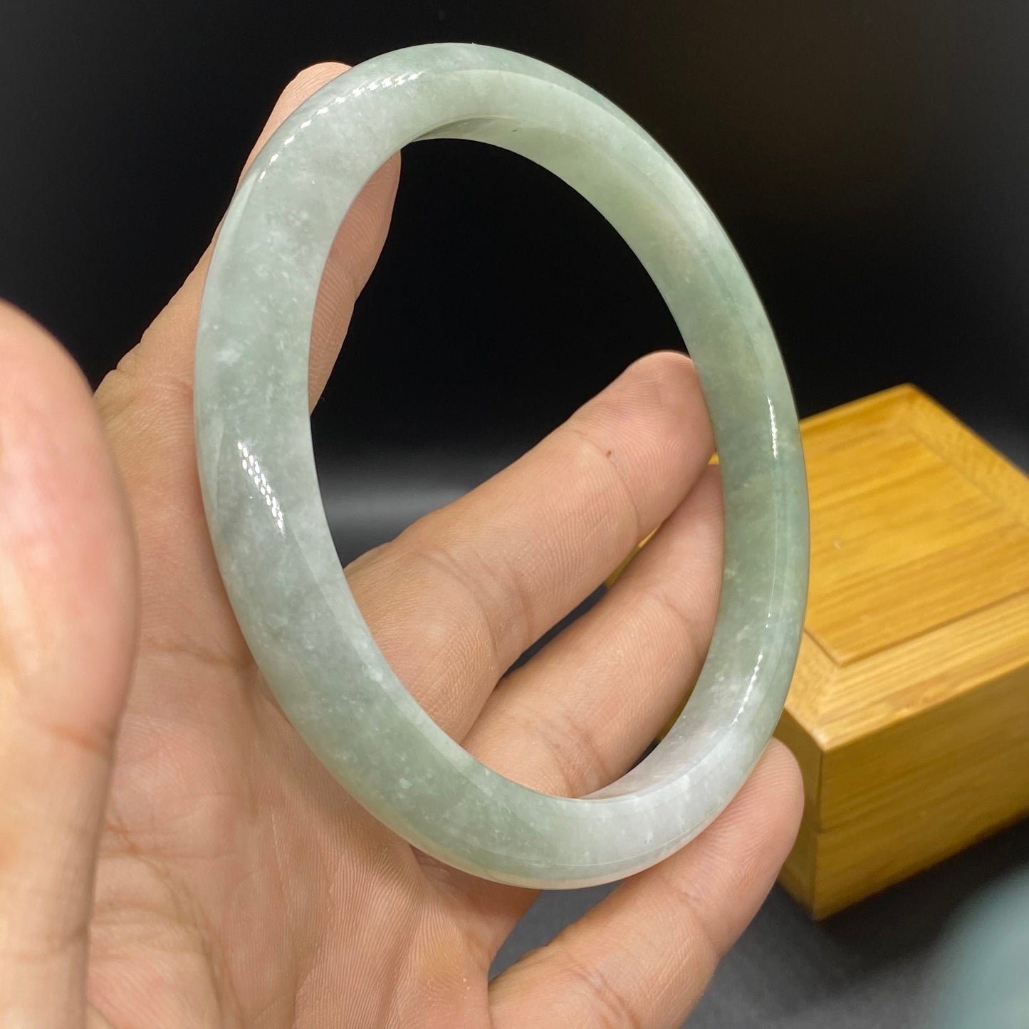 Huge 74.4mm Grade A Jade Natural green Big Round bangle Burma jadeite Lady Bracelet Type A stone big hand female male bangle 翡翠飘花手镯