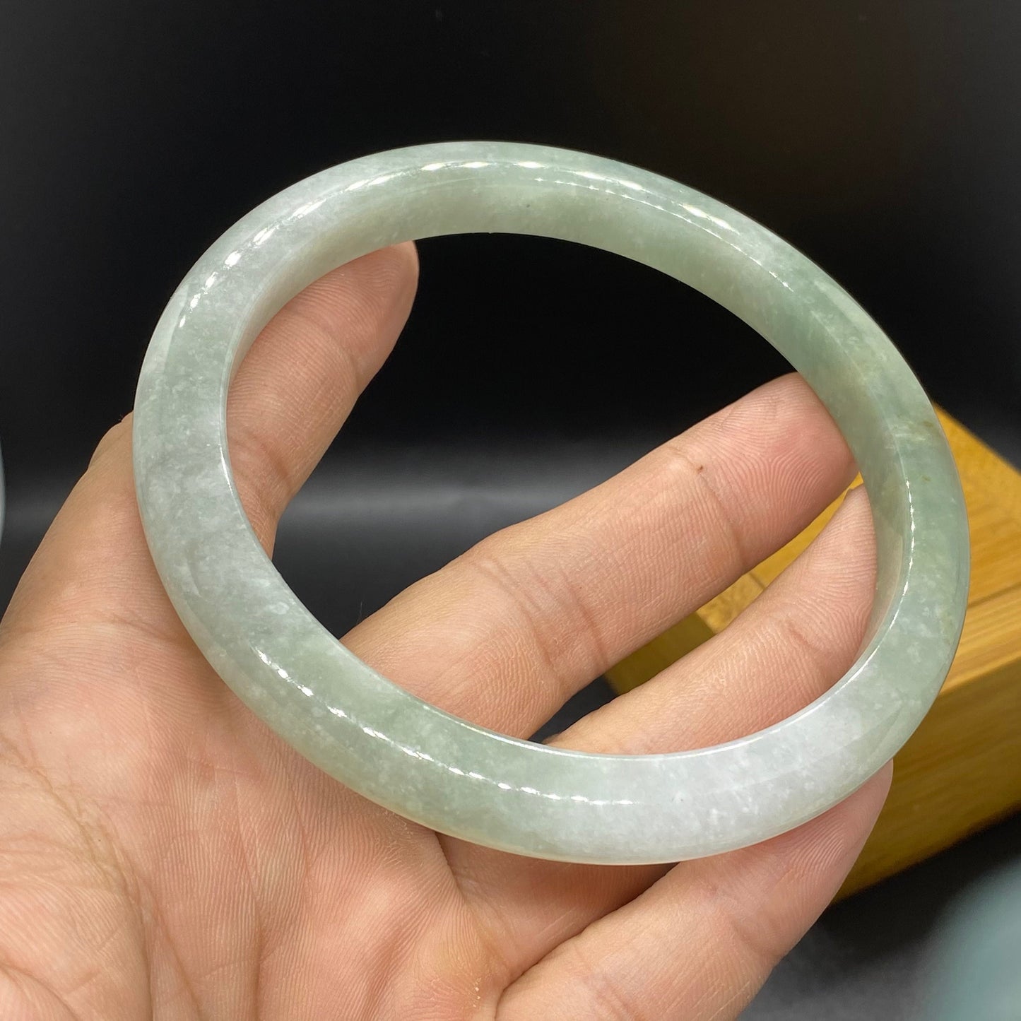 Huge 74.4mm Grade A Jade Natural green Big Round bangle Burma jadeite Lady Bracelet Type A stone big hand female male bangle 翡翠飘花手镯