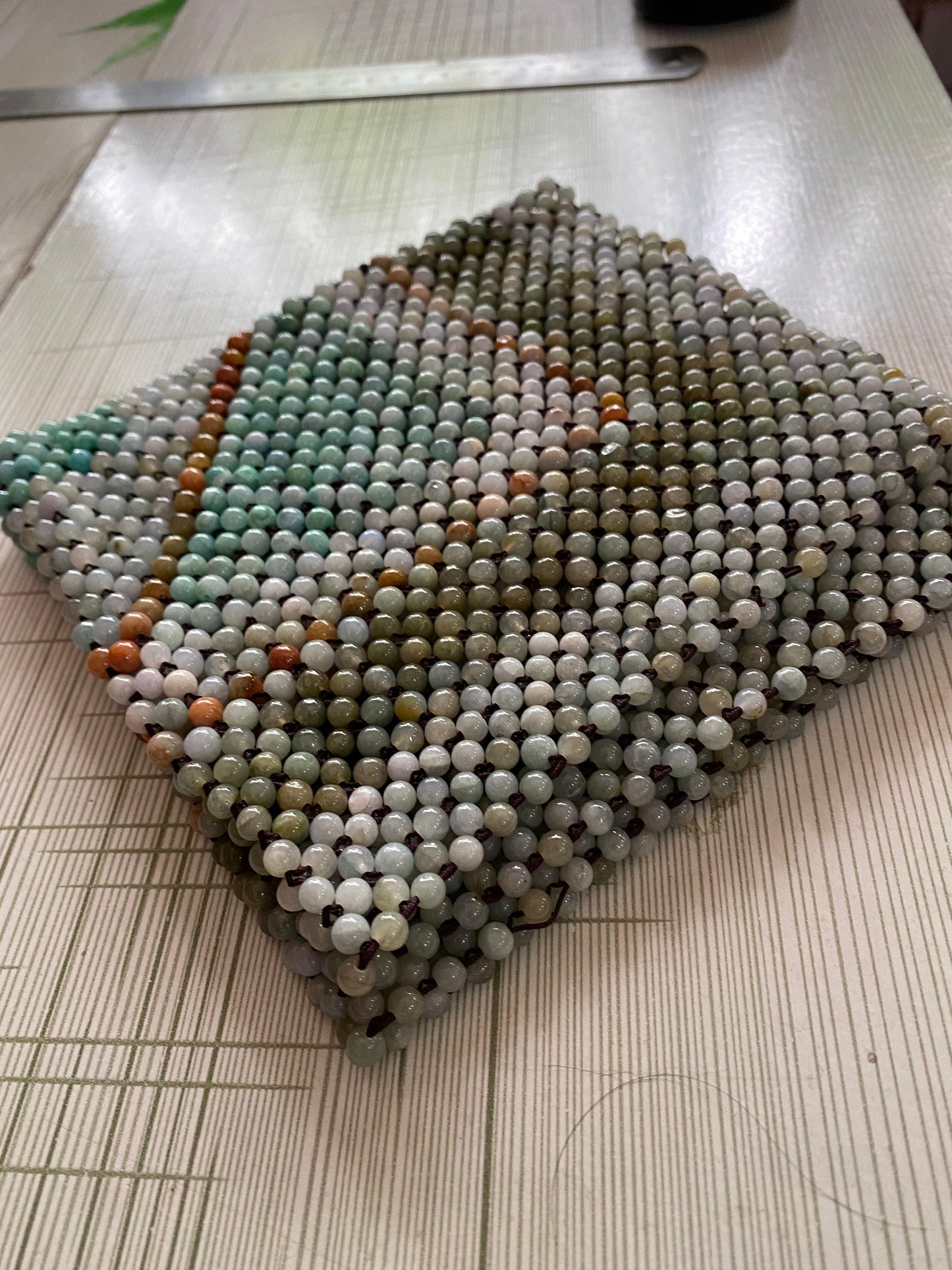 Chinese pillow pads 3 color jadeite handmade Natural Burma jade Decoration mat Grade A jadeite Special jadeite gift