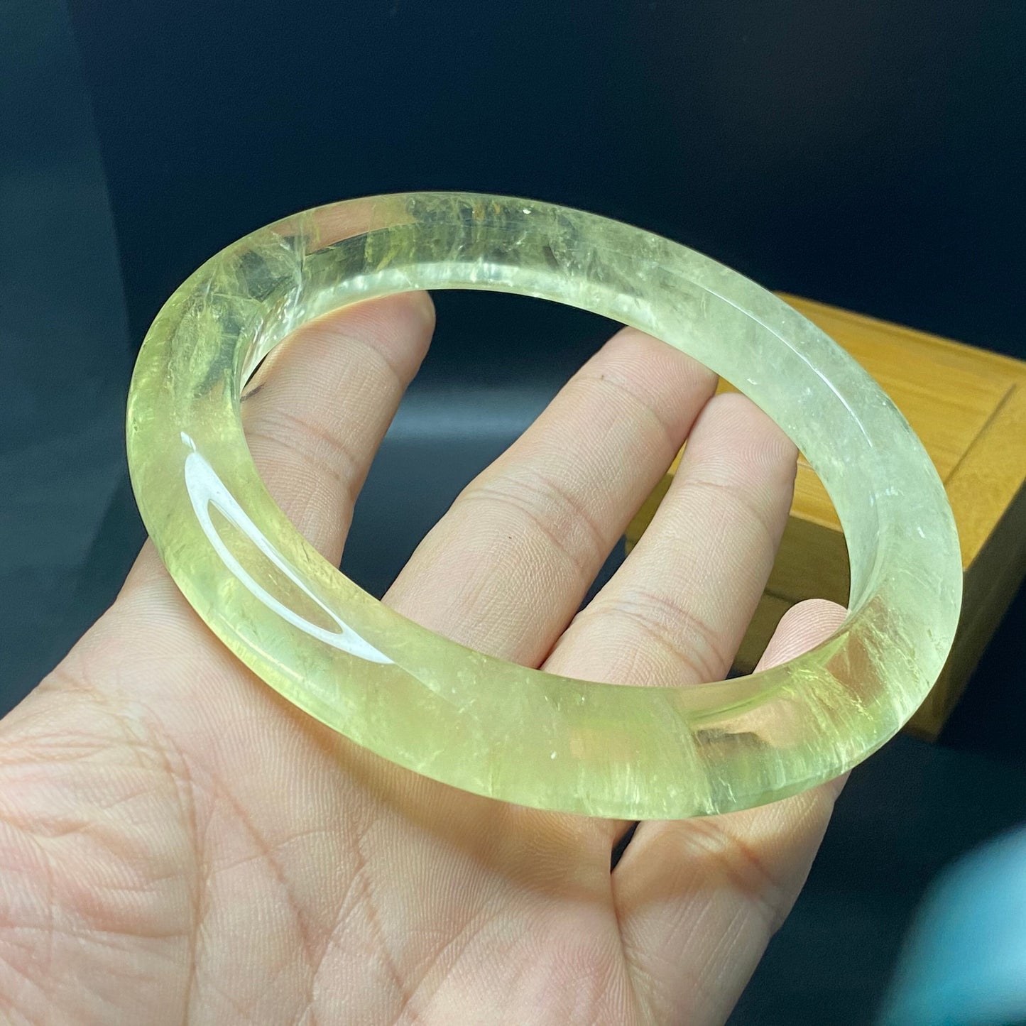Huge 78.4mm Natural Citrine Clear Yellow Quartz Round BANGLE crystal bracelet Translucent topaz Rock craterites Chain A jade stone gift