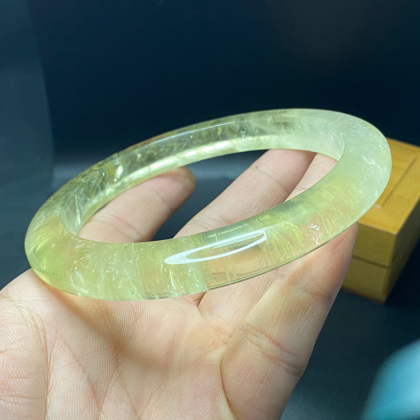 Huge 78.4mm Natural Citrine Clear Yellow Quartz Round BANGLE crystal bracelet Translucent topaz Rock craterites Chain A jade stone gift