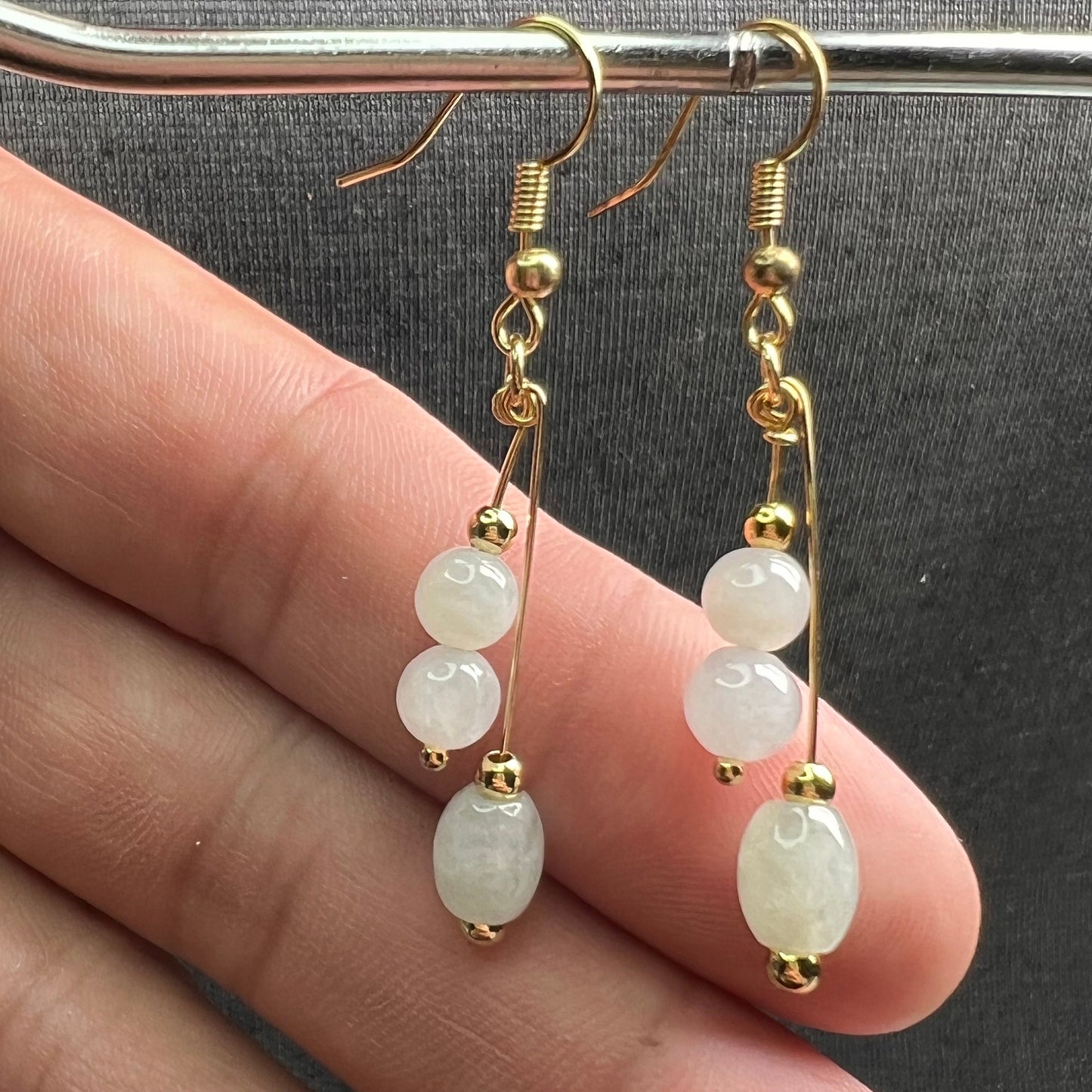 Natural jadeite Ear eardrop jade Earrings with gold plated bail Burma Jade Grade A jade earbob jade bead Earring Jewelry gift for her