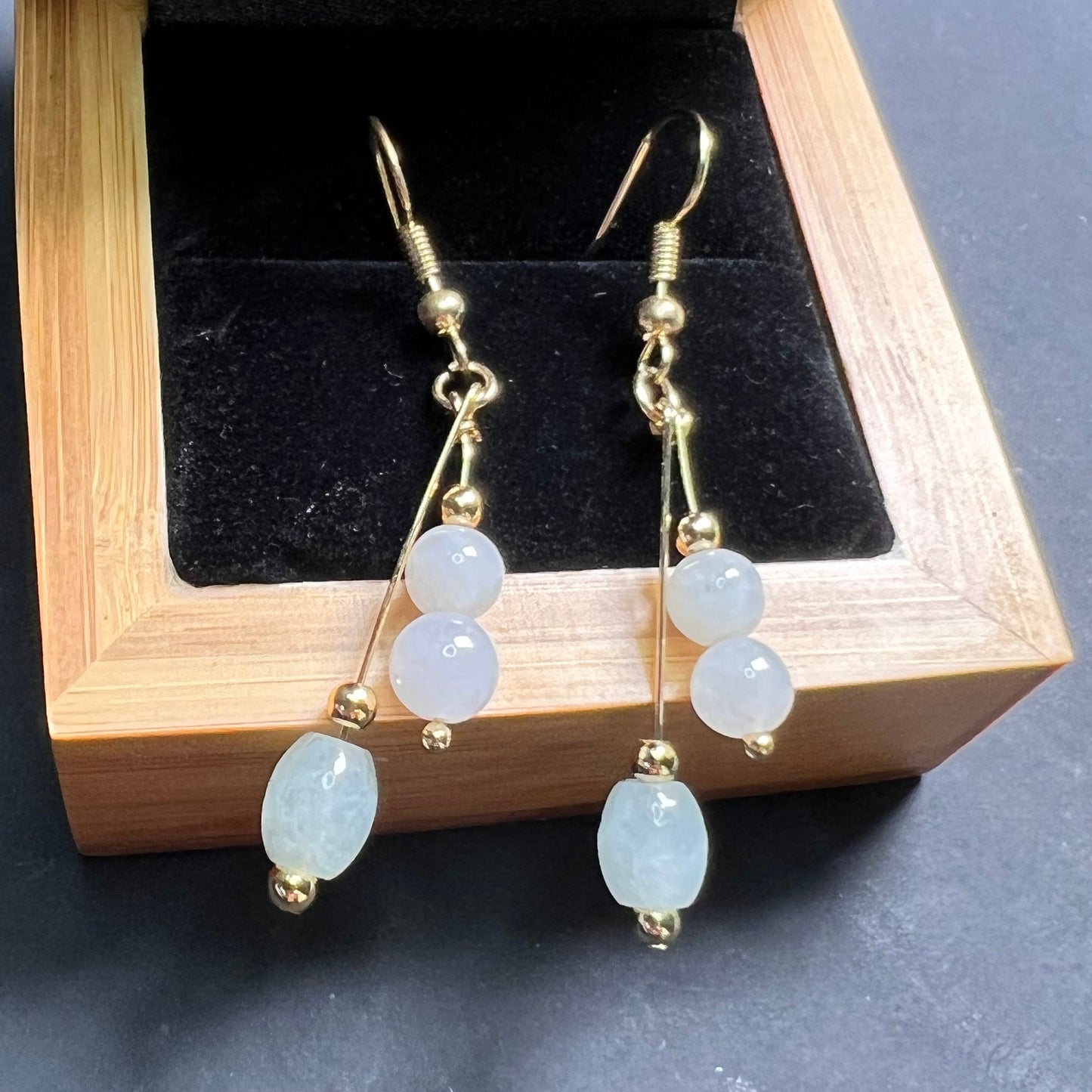 Natural jadeite Ear eardrop jade Earrings with gold plated bail Burma Jade Grade A jade earbob jade bead Earring Jewelry gift for her