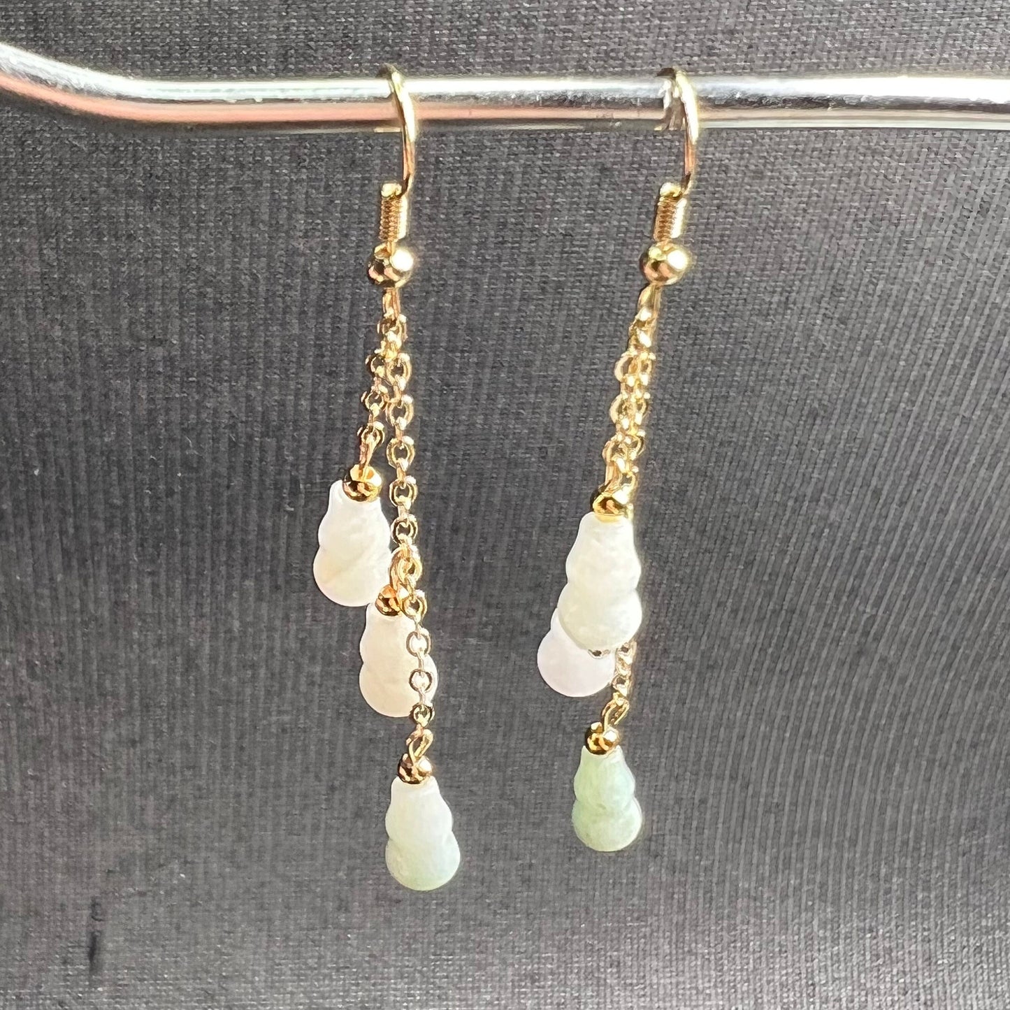 Natural jadeite Ear eardrop jade Earrings with gold plated bail Burma Jade Grade A jade earbob jade bead Earring Jewelry gift for her