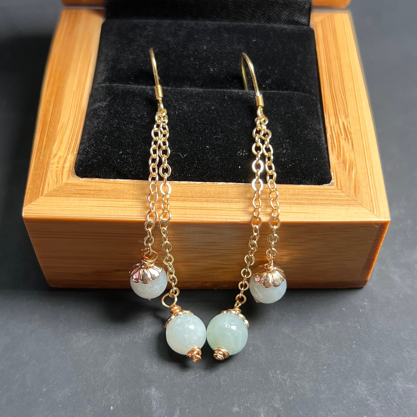 Natural jadeite Ear eardrop jade Earrings with gold plated bail Burma Jade Grade A jade earbob jade bead Earring Jewelry gift for her