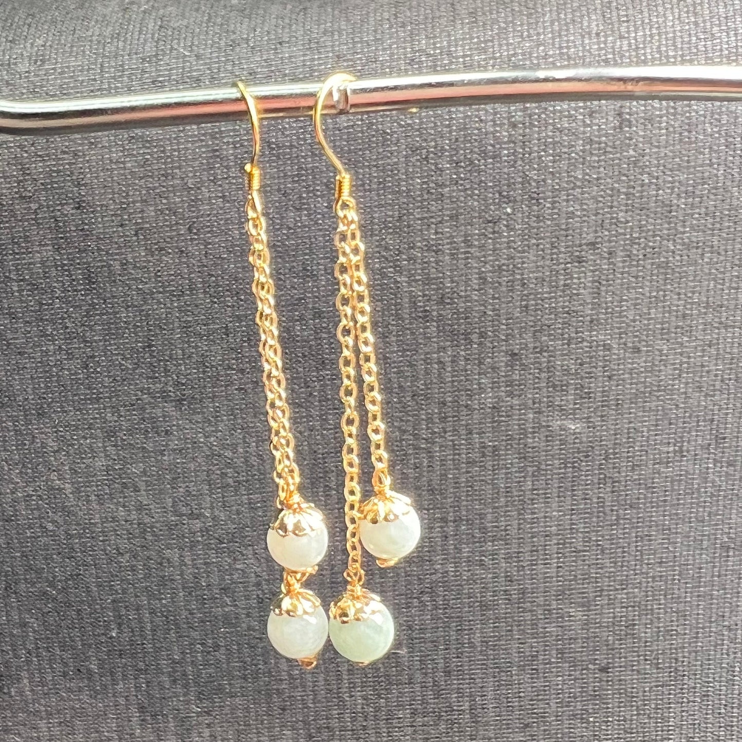 Natural jadeite Ear eardrop jade Earrings with gold plated bail Burma Jade Grade A jade earbob jade bead Earring Jewelry gift for her
