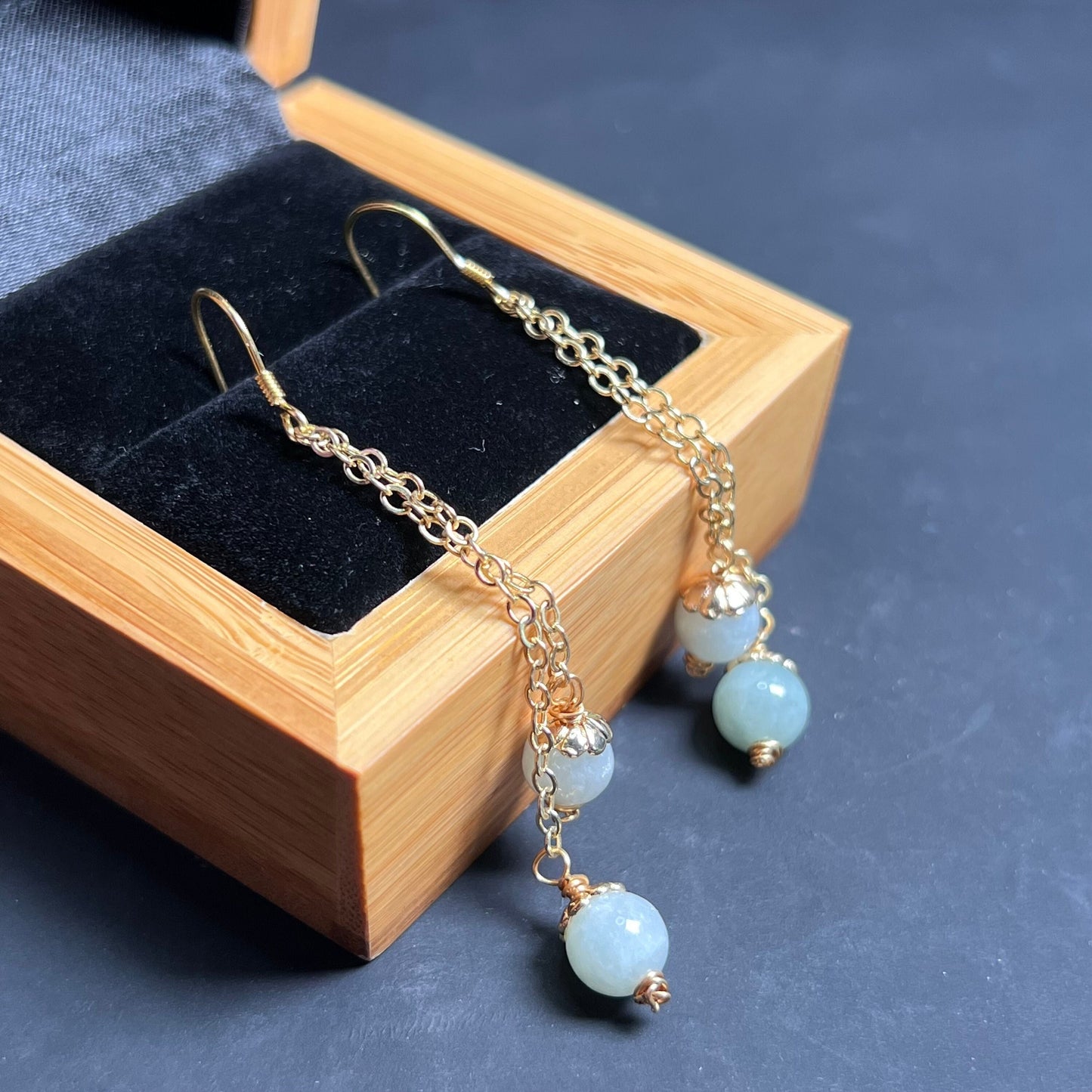 Natural jadeite Ear eardrop jade Earrings with gold plated bail Burma Jade Grade A jade earbob jade bead Earring Jewelry gift for her