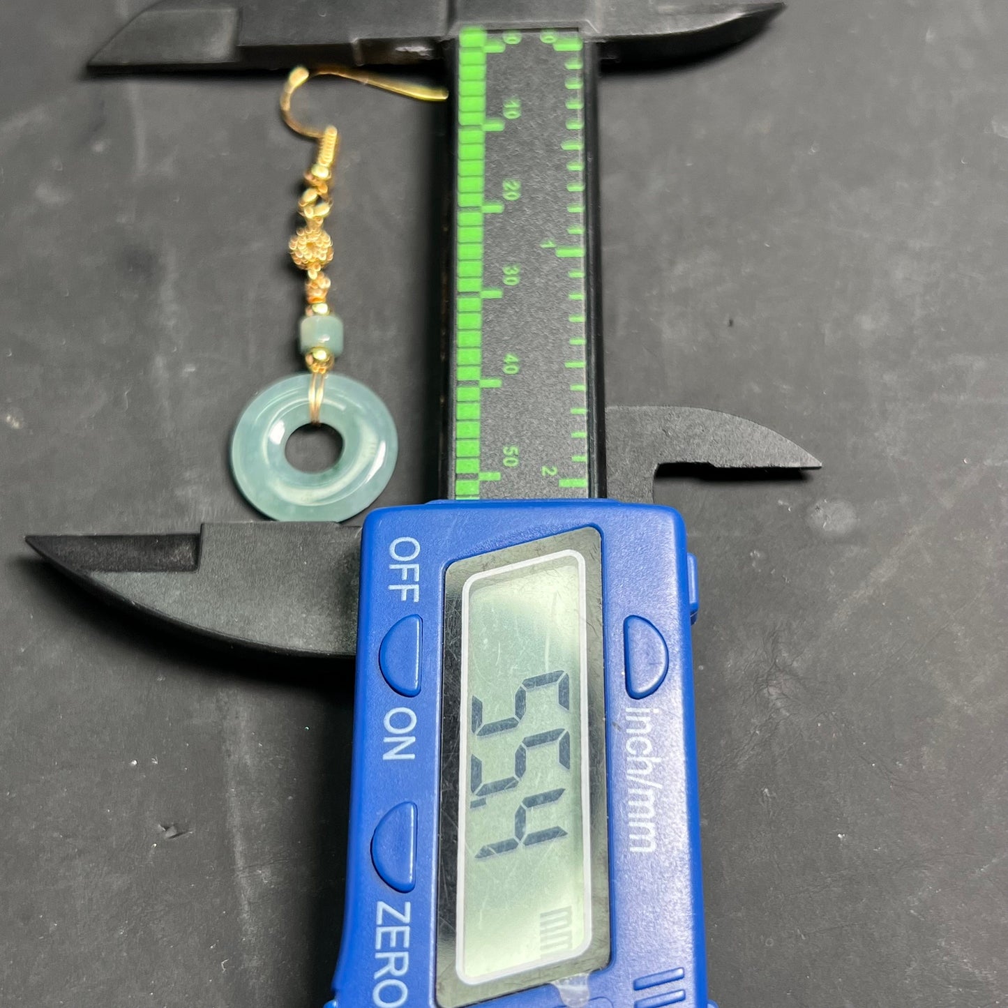 Natürlicher Jadeit, transparenter Donut-Ring, Ohrhänger, Jade-Ohrringe mit vergoldeter Öse, blaue Jade, Güteklasse A, Dougunt-Schmuck, Geschenk für Sie