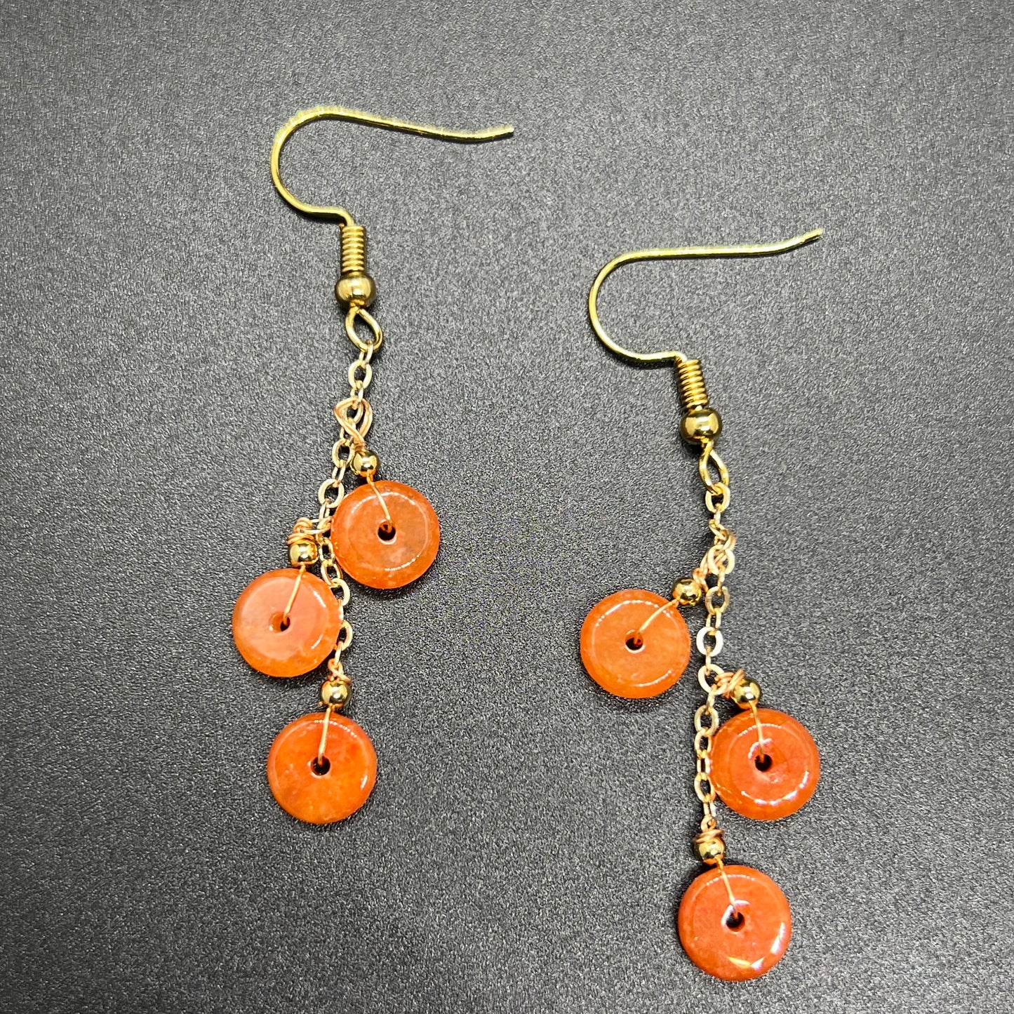 Natural Red jadeite eardrop jade Earrings with gold plated bail Burma Jade Grade A jade earbob jade loose beads Jewelry gift for her