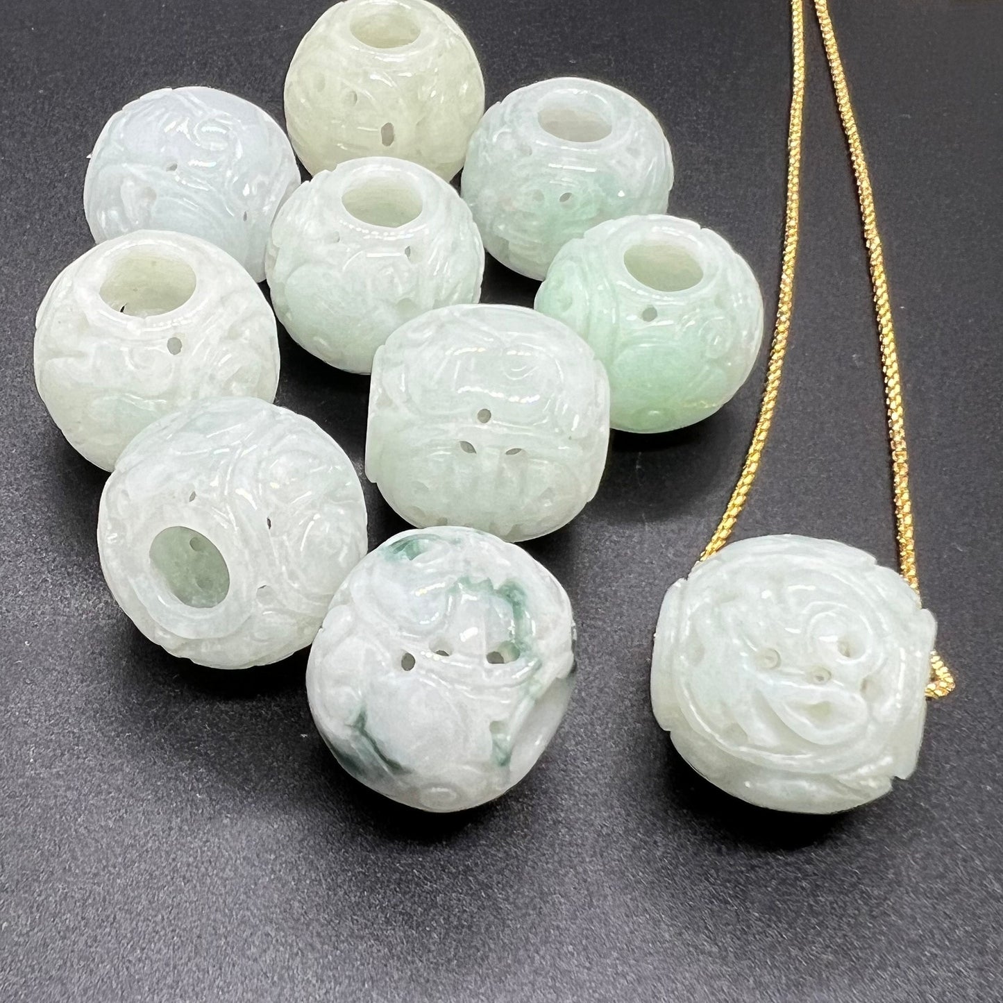 Vintage Barrel beads Grade A Jadeite Natural ICE Green Burma jade Lady pendant jewelry necklace Type A stone with sliver 925 chain
