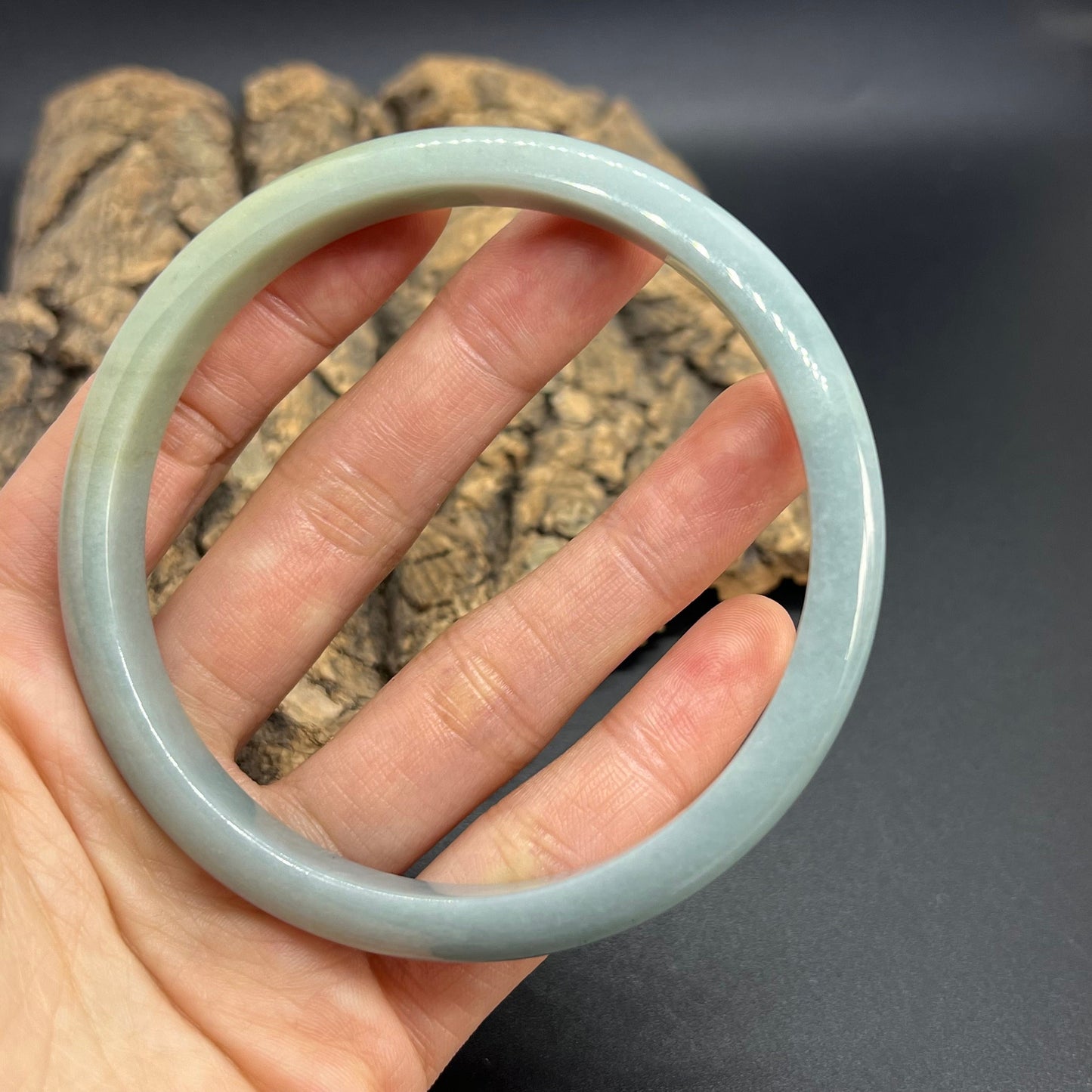 Huge 67.1mm Grade A Jade Natural Blue green Big Round bangle Burma jadeite Lady Bracelet Type A stone small hand female bangle 翡翠飘花手镯