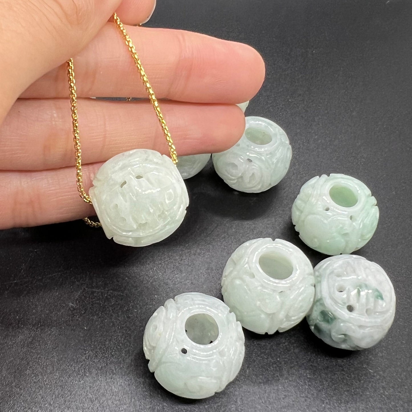 Vintage Barrel beads Grade A Jadeite Natural ICE Green Burma jade Lady pendant jewelry necklace Type A stone with sliver 925 chain