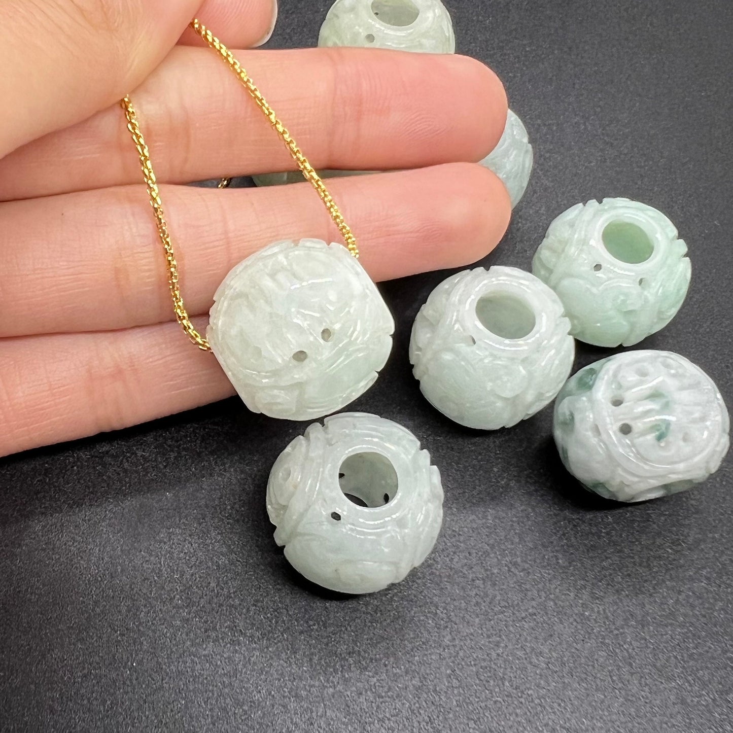 Vintage Barrel beads Grade A Jadeite Natural ICE Green Burma jade Lady pendant jewelry necklace Type A stone with sliver 925 chain