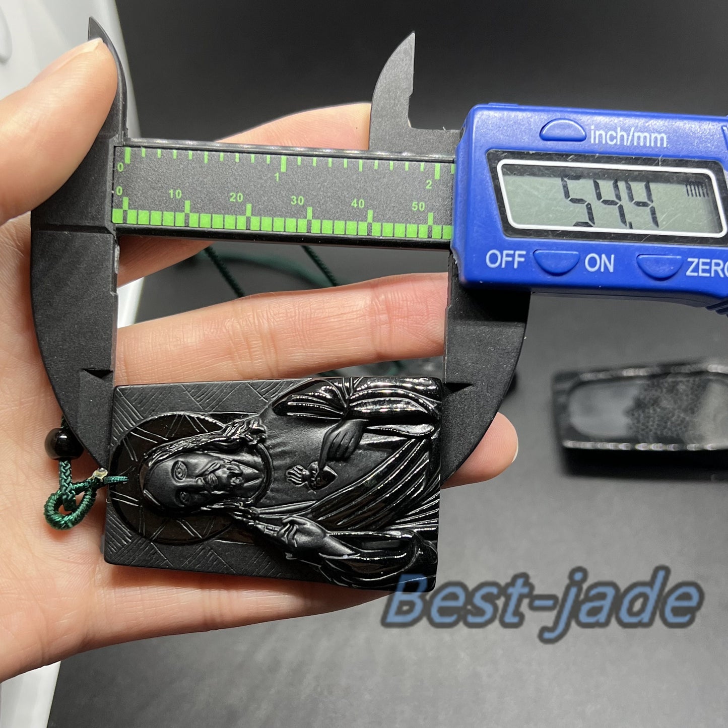 Jesus-Anhänger, natürliche schwarze Jade der Güteklasse A, schwarze Mo-Jade, Burma-Jade, christliche Halskette