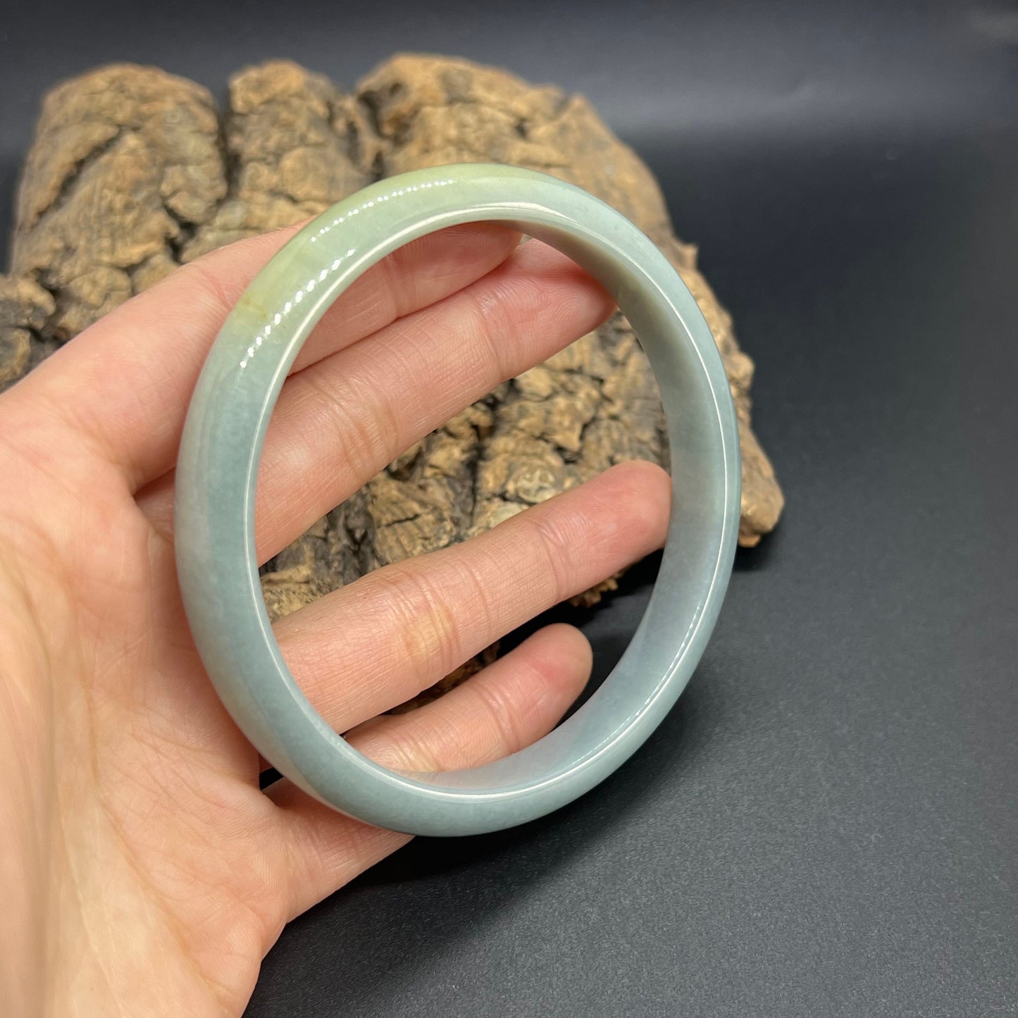 Huge 67.1mm Grade A Jade Natural Blue green Big Round bangle Burma jadeite Lady Bracelet Type A stone small hand female bangle 翡翠飘花手镯