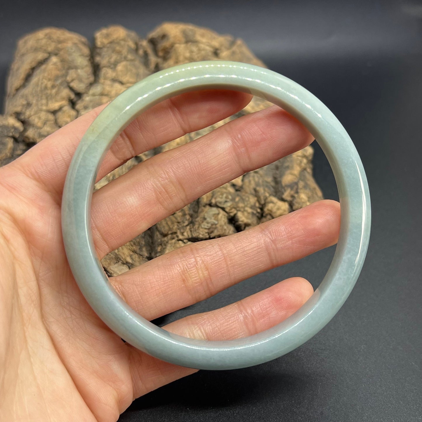 Huge 67.1mm Grade A Jade Natural Blue green Big Round bangle Burma jadeite Lady Bracelet Type A stone small hand female bangle 翡翠飘花手镯