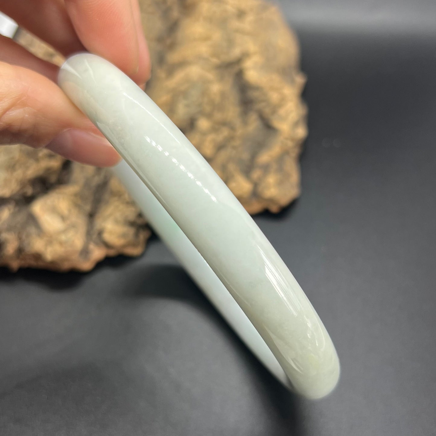 Huge 75.8mm Grade A Jade Natural green Big Round bangle Burma jadeite Lady Bracelet Type A stone small hand female bangle 翡翠飘花手镯