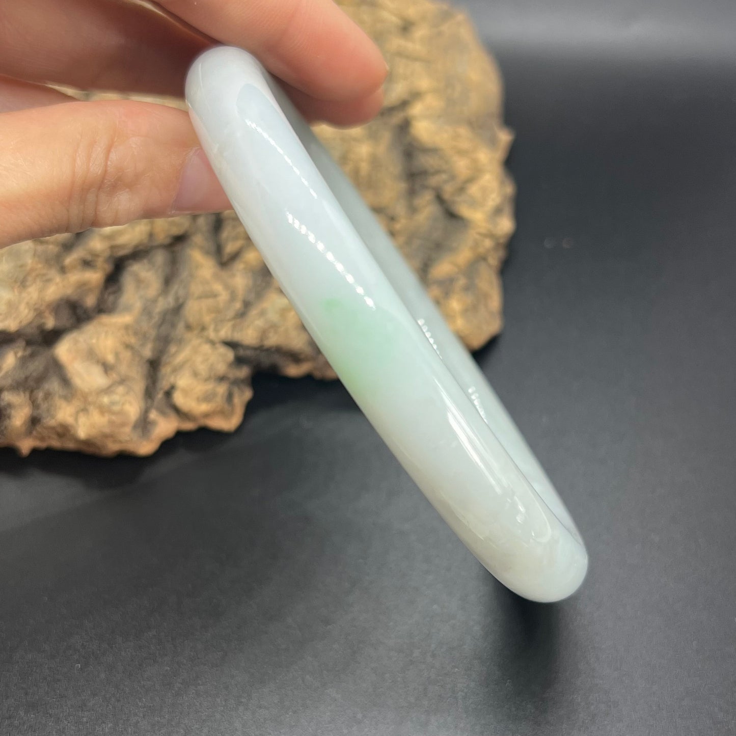 Huge 75.8mm Grade A Jade Natural green Big Round bangle Burma jadeite Lady Bracelet Type A stone small hand female bangle 翡翠飘花手镯