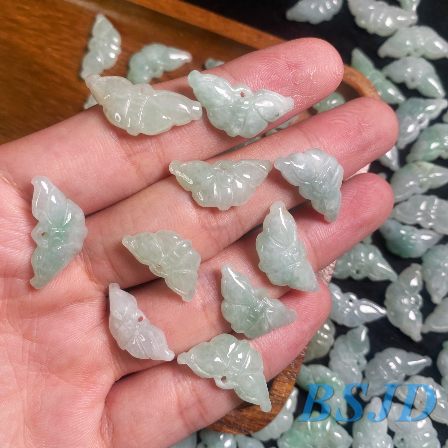 10pcs Butterfly Grade A Jade Natural ICE Jadeite Burma jade Hand Carved Lady baby necklace