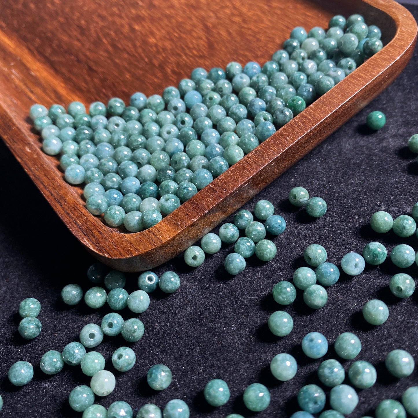 Halb gebohrtes Loch, 5–10 mm, Güteklasse A, natürliche grüne Jadeit-Rundperlen, Typ A, Jade, DIY-Schmuck, Geschenk, Jadeit-Ohrringe, Tropfenperlen