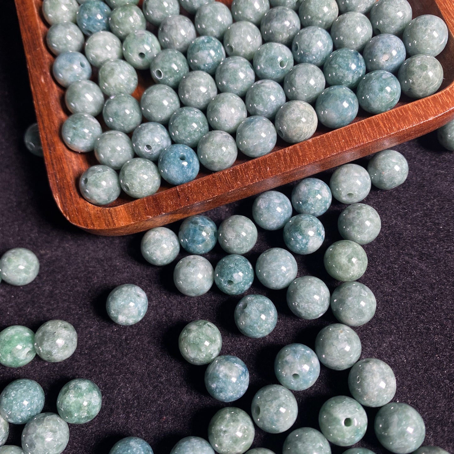 Halb gebohrtes Loch, 5–10 mm, Güteklasse A, natürliche grüne Jadeit-Rundperlen, Typ A, Jade, DIY-Schmuck, Geschenk, Jadeit-Ohrringe, Tropfenperlen