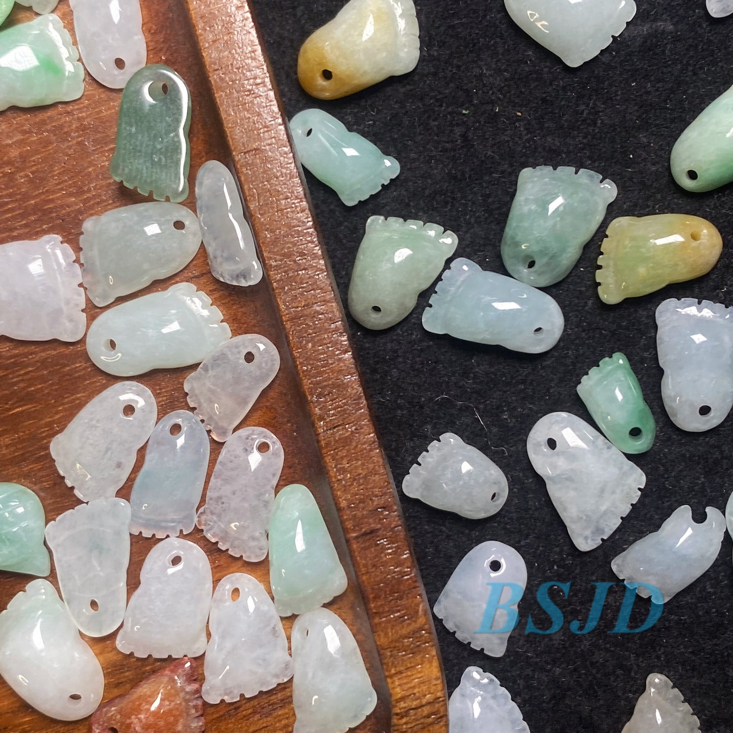 100 Stück 12*9mm Grade A Jade Fußform Typ A Jadeit grüne Jade Burma Jadeit Perle Perle Baby Anhänger Myanmar Glas Jadeit DIY Ohrringe 翡翠A货