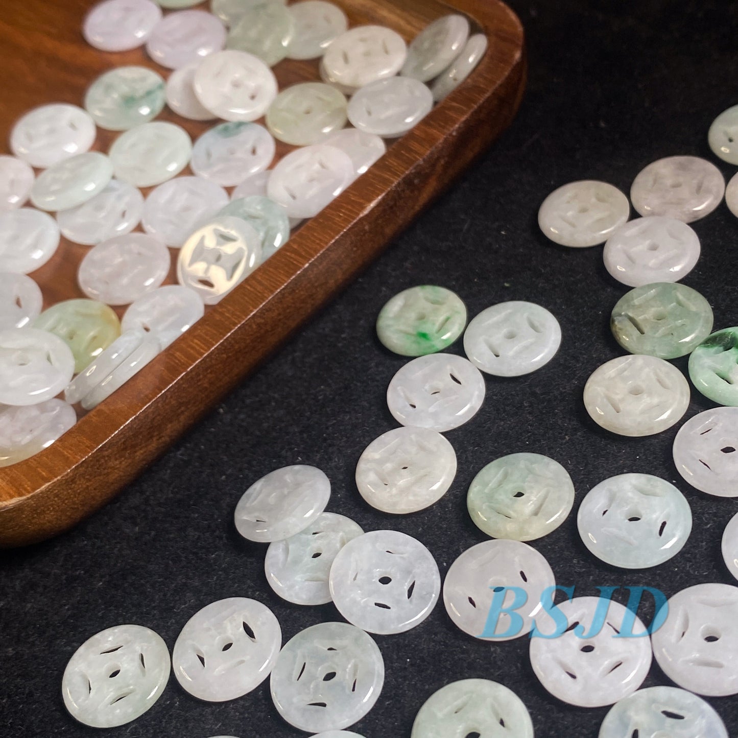 100PCS 10mm Stoffknopf Grade A Jade Typ A Stein Burma Jade grün Jadeit Rundheit Perlen Perle Chinesisch geschnitzt, Myanmar Jadeit 翡翠A货