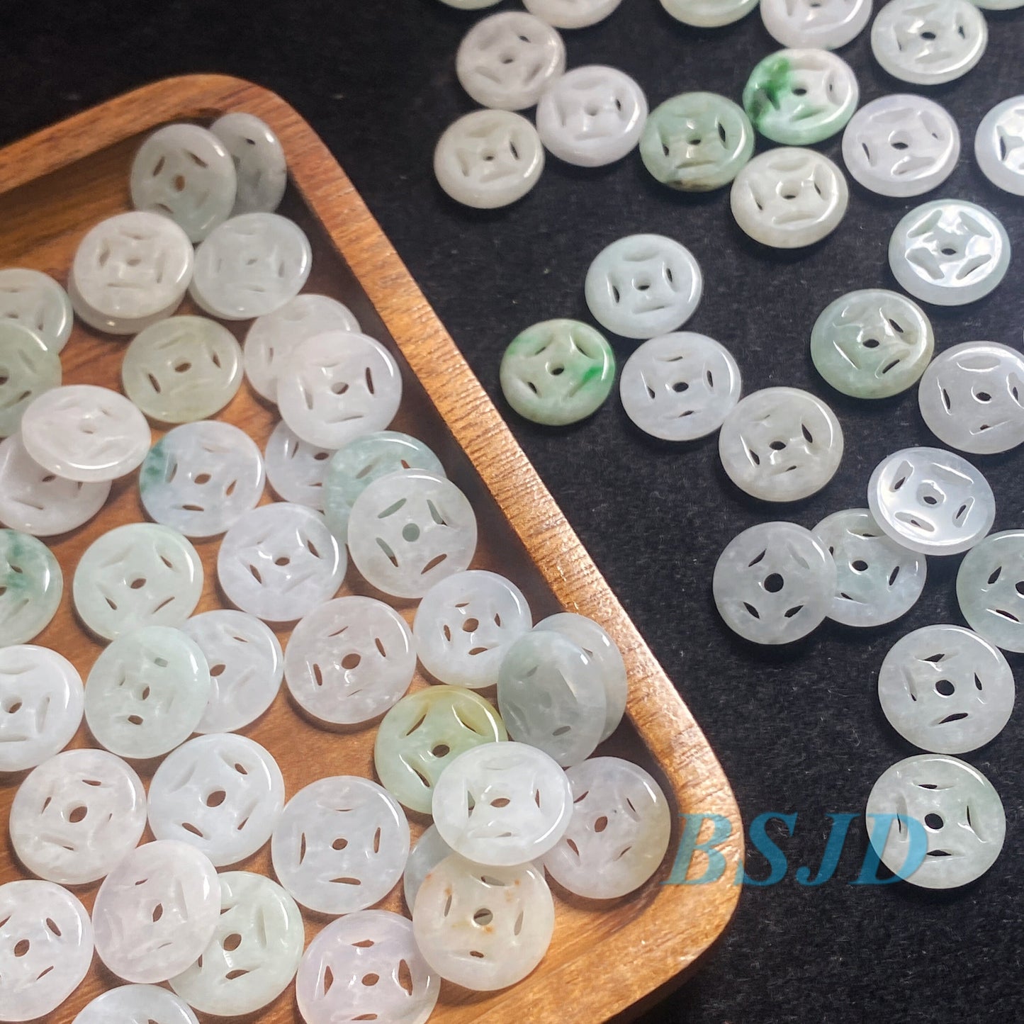 100PCS 10mm Stoffknopf Grade A Jade Typ A Stein Burma Jade grün Jadeit Rundheit Perlen Perle Chinesisch geschnitzt, Myanmar Jadeit 翡翠A货