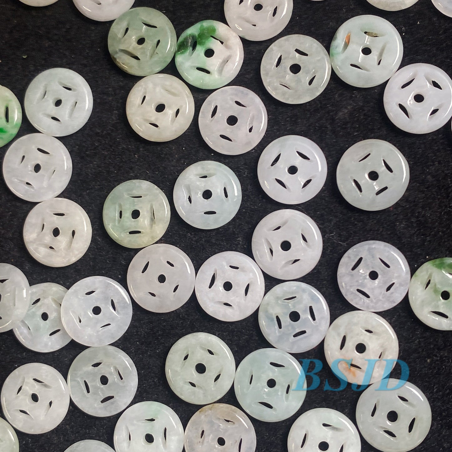 100PCS 10mm Stoffknopf Grade A Jade Typ A Stein Burma Jade grün Jadeit Rundheit Perlen Perle Chinesisch geschnitzt, Myanmar Jadeit 翡翠A货