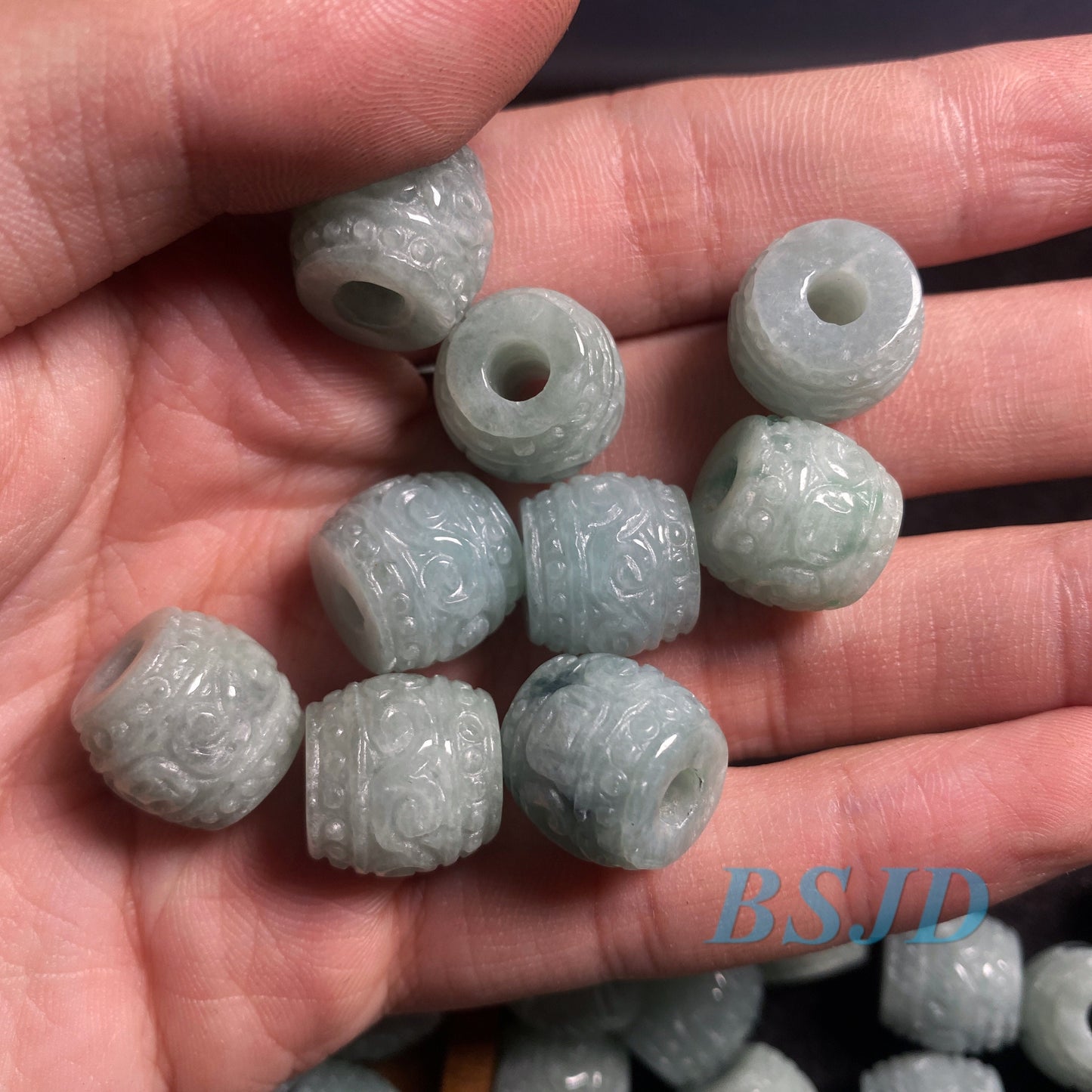 Großhandel Grade A Jade Fassperlen Perle Grün Myanmar Jadeit Burma Typ A Jade DIY Anhänger Halskette Ohrringe 翡翠A货