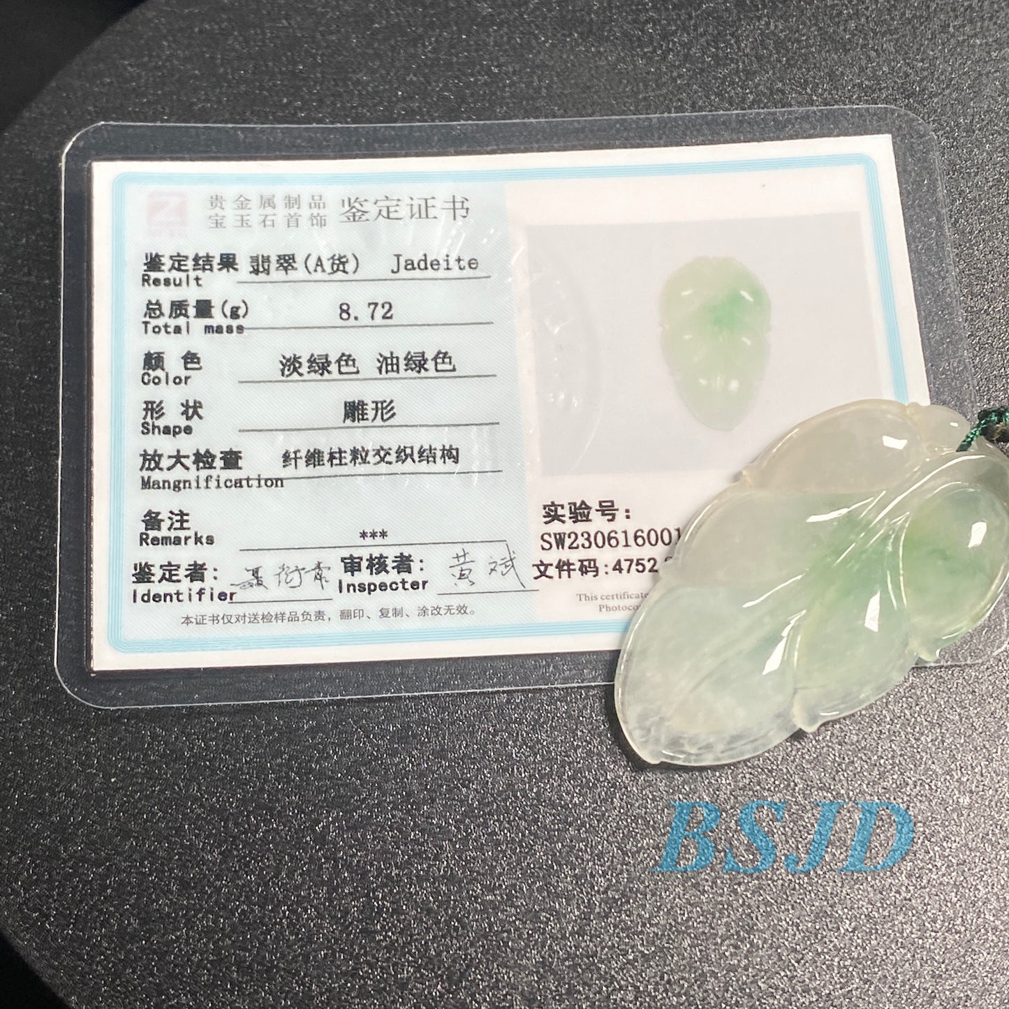 Leaf Ice Glass JADE Hand craved Natural(Grade A)Green Jadeite Lady pendant necklace BEADS Anhänger Gemstone jadeit Hanging A stone