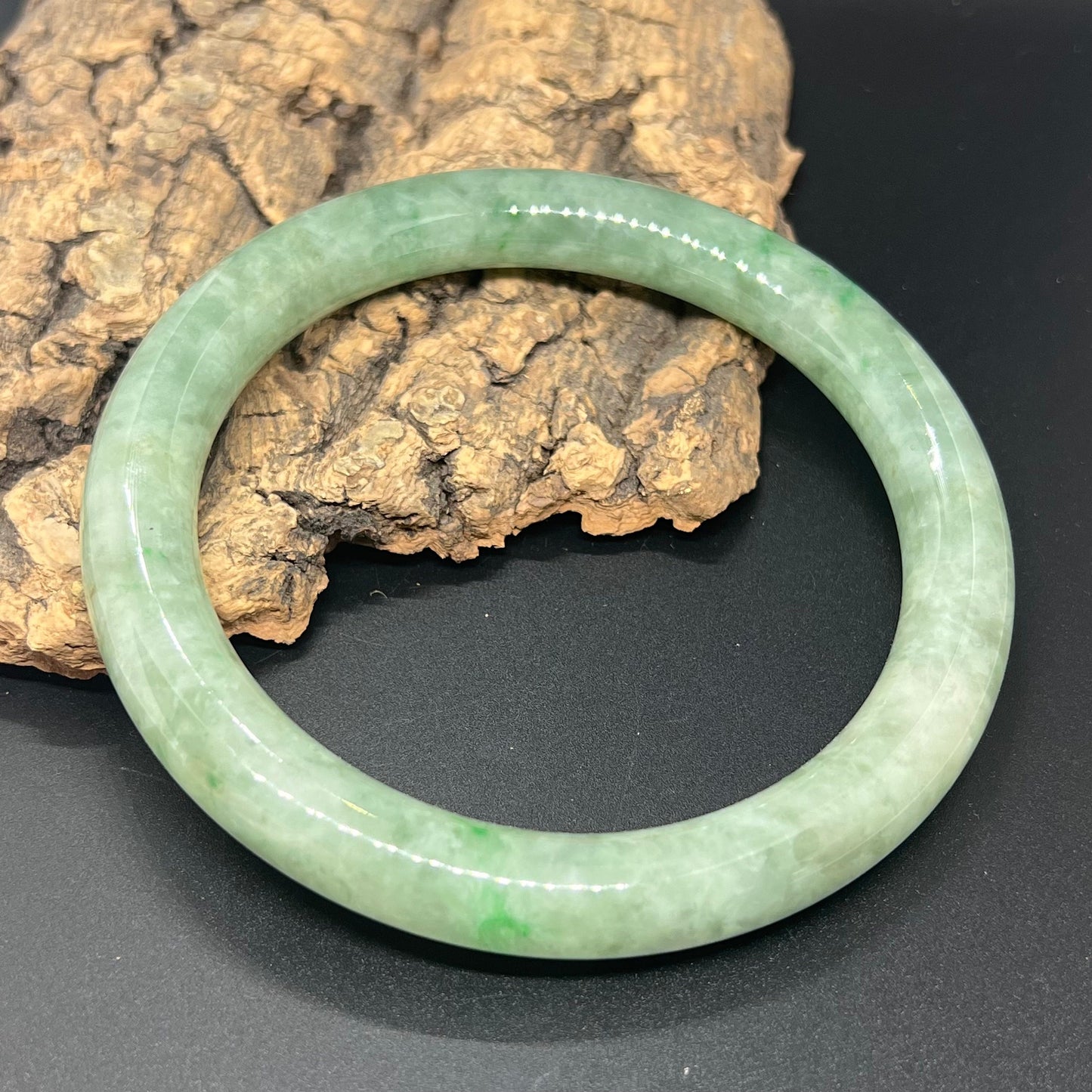 Huge 80.2mm Grade A Jade Natural green Big Round bangle Burma jadeite Lady Bracelet Type A stone small hand female bangle 翡翠飘花手镯