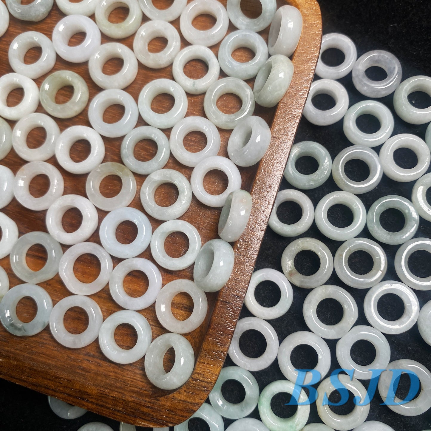 30 Stück Donut-Ring, natürliche grüne Jade der Güteklasse A, runde Perlen, Kind, Baby, DIY-Ohrringe, Burma, Myanmar, Jadeit, Donut-Schmuck