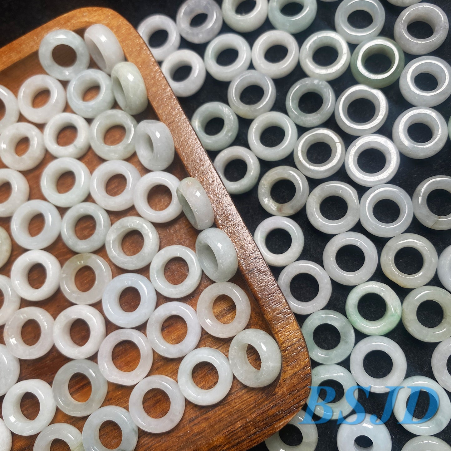 30 Stück Donut-Ring, natürliche grüne Jade der Güteklasse A, runde Perlen, Kind, Baby, DIY-Ohrringe, Burma, Myanmar, Jadeit, Donut-Schmuck