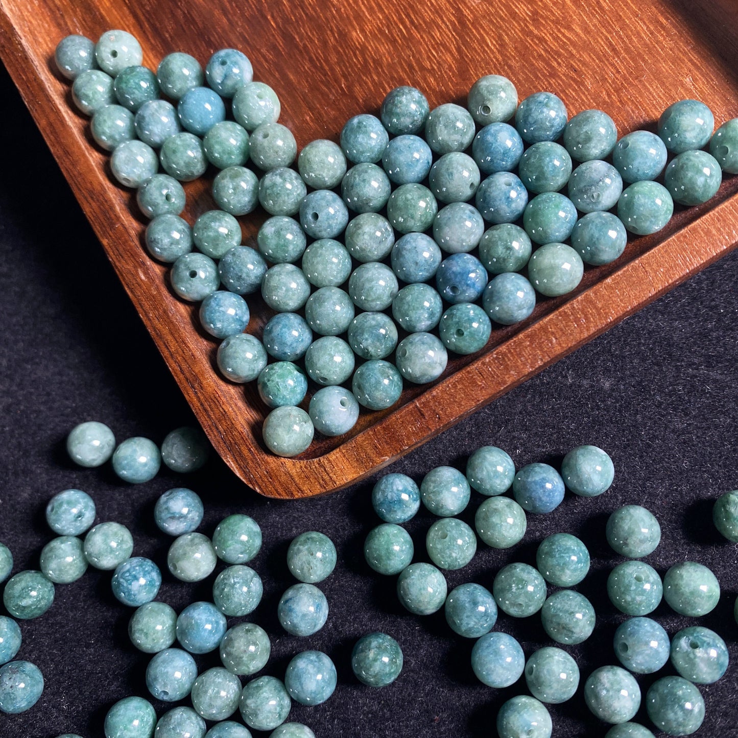 Halb gebohrtes Loch, 5–10 mm, Güteklasse A, natürliche grüne Jadeit-Rundperlen, Typ A, Jade, DIY-Schmuck, Geschenk, Jadeit-Ohrringe, Tropfenperlen