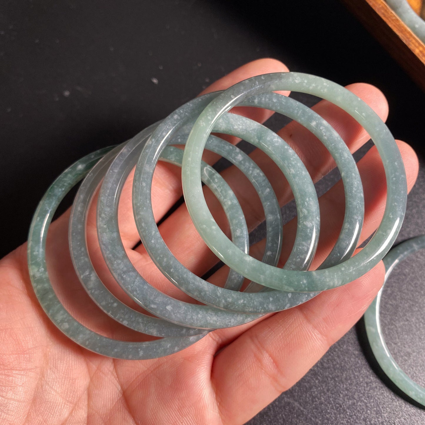 KLEINE 38-52mm natürliche blaue Grade A Jade Armreif KINDER Armband Baby handgemachte Kinder junge Mädchen Trottie Kette grün Guatemala Jadeit