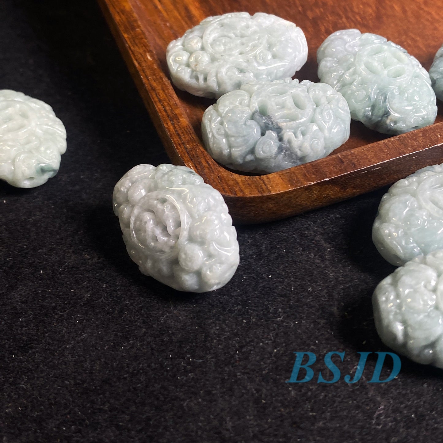 10 Stück Jadeit Fu Fassform Naturgrün Grade A Jade Burma Jadeit Perlen DIY Jade Ohrringe Schmuck 翡翠A货福路路通
