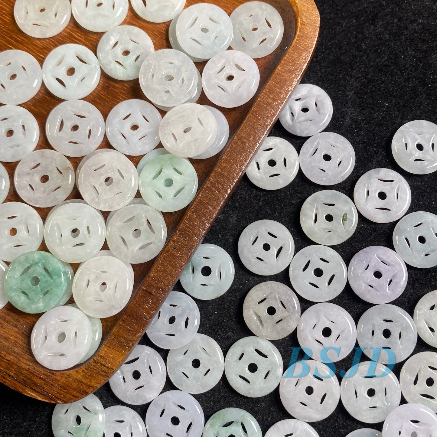 100 STÜCK 13mm Grade A Jade Tuch Knopfform A Stein ICY Jade Burma grün Jadeit Rundheit Perlen Perle Chinesisch geschnitzt, Myanmar Jadeit 翡翠A货