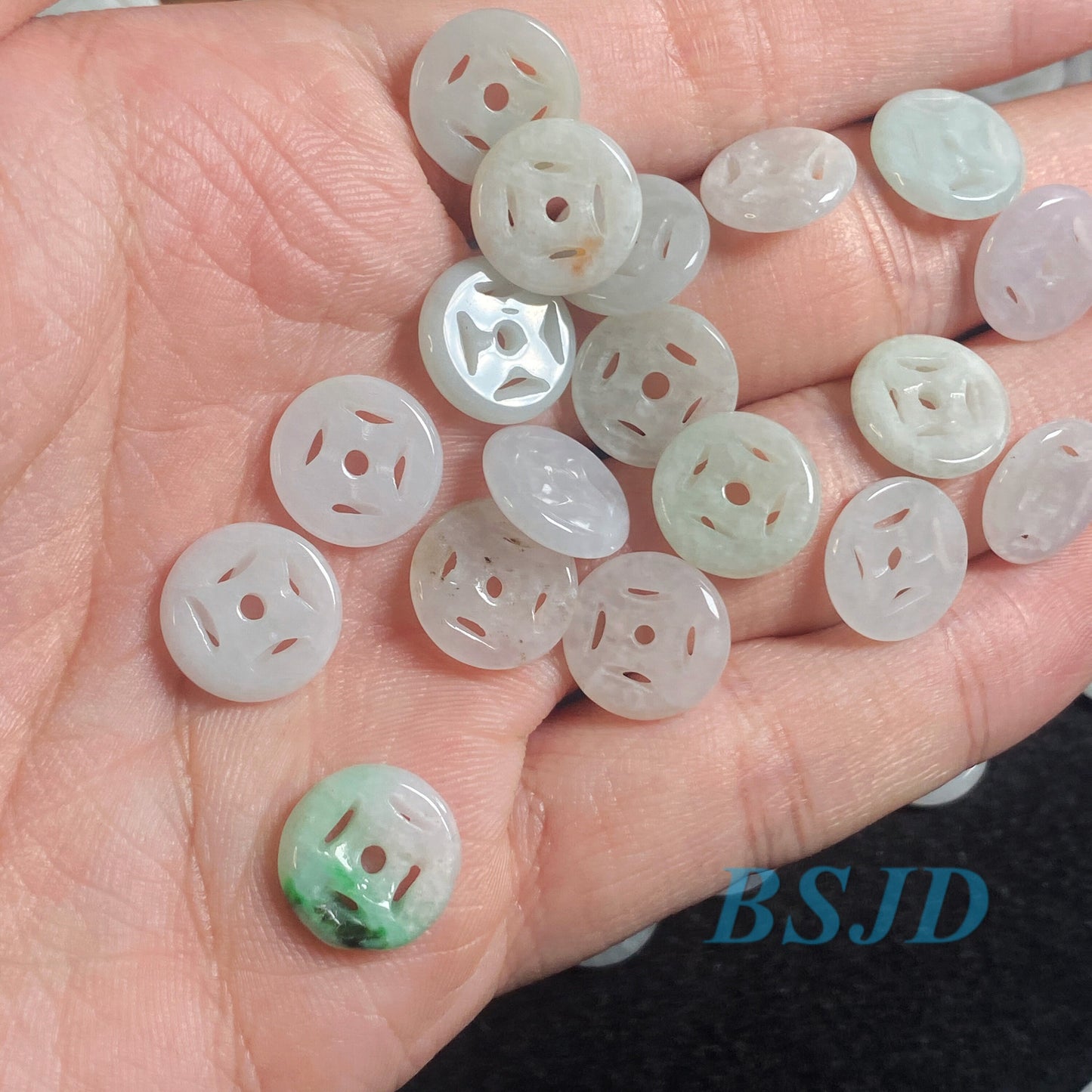 100PCS 10mm Stoffknopf Grade A Jade Typ A Stein Burma Jade grün Jadeit Rundheit Perlen Perle Chinesisch geschnitzt, Myanmar Jadeit 翡翠A货